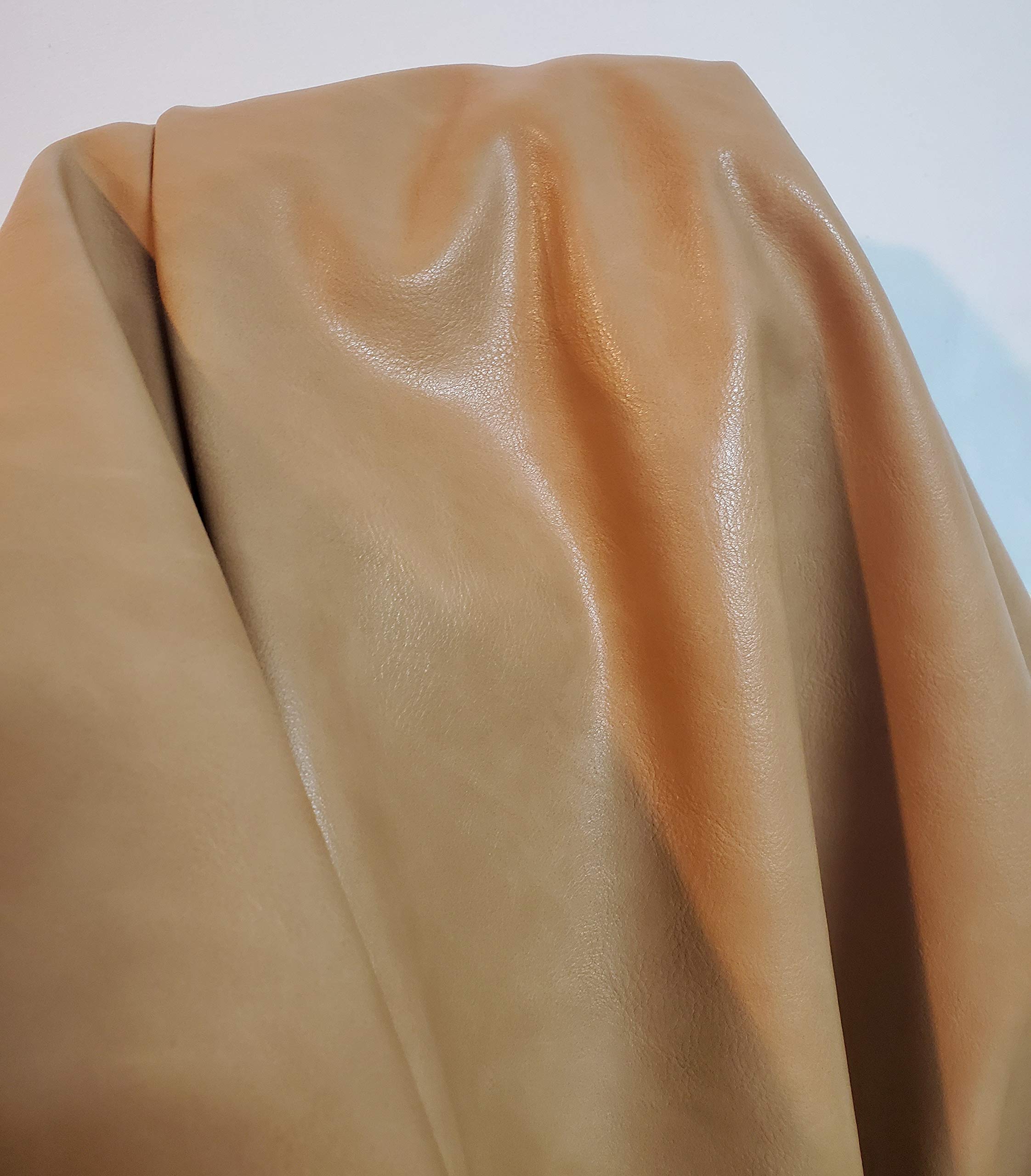 Vegan PU Leather Fabric by The Yard - 0.9mm Soft Faux Leather for Upholstery, DIY Projects & Crafts - PETA Approved Synthetic Pleather (Camel, 4 Yards 144