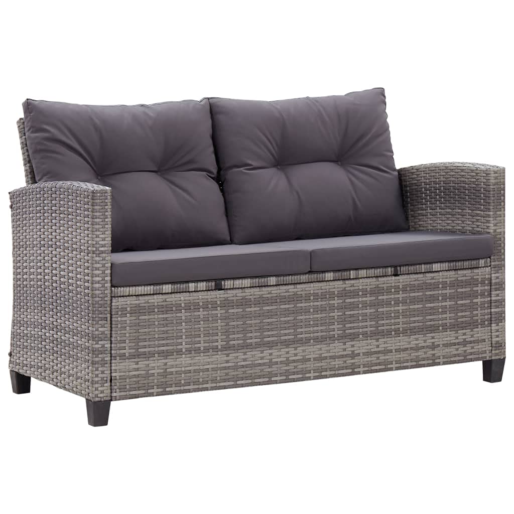 2-Seater Outdoor Garden Sofa with Thick Padded Cushions & Deep Seating - Modern Poly Rattan Patio Furniture for Backyard, Deck or Balcony - Gray 48.8
