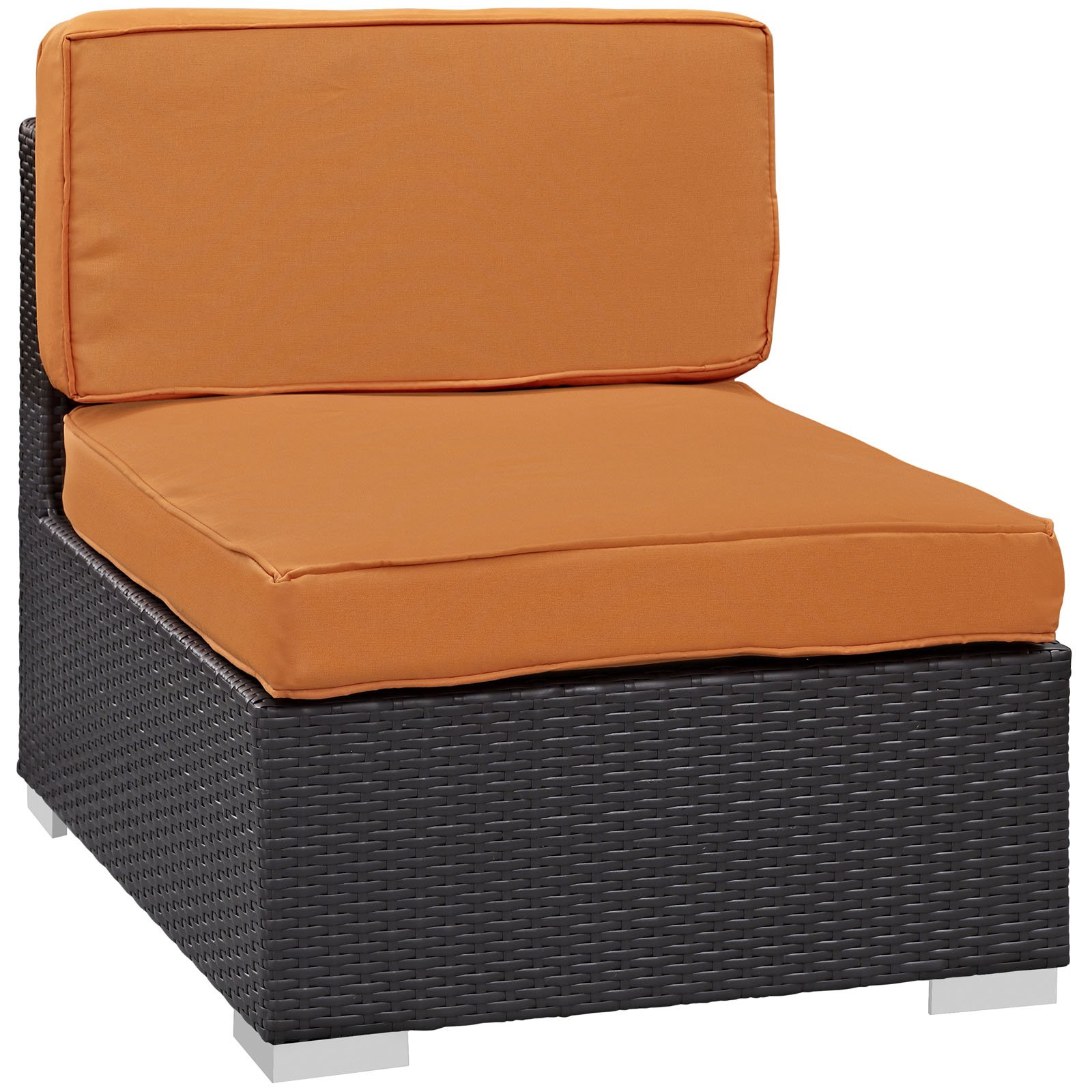 Modway Convene Armless Outdoor Patio Sectional Sofa - Espresso Orange - Weather-Resistant Wicker Furniture for Backyard, Poolside & Garden Relaxation