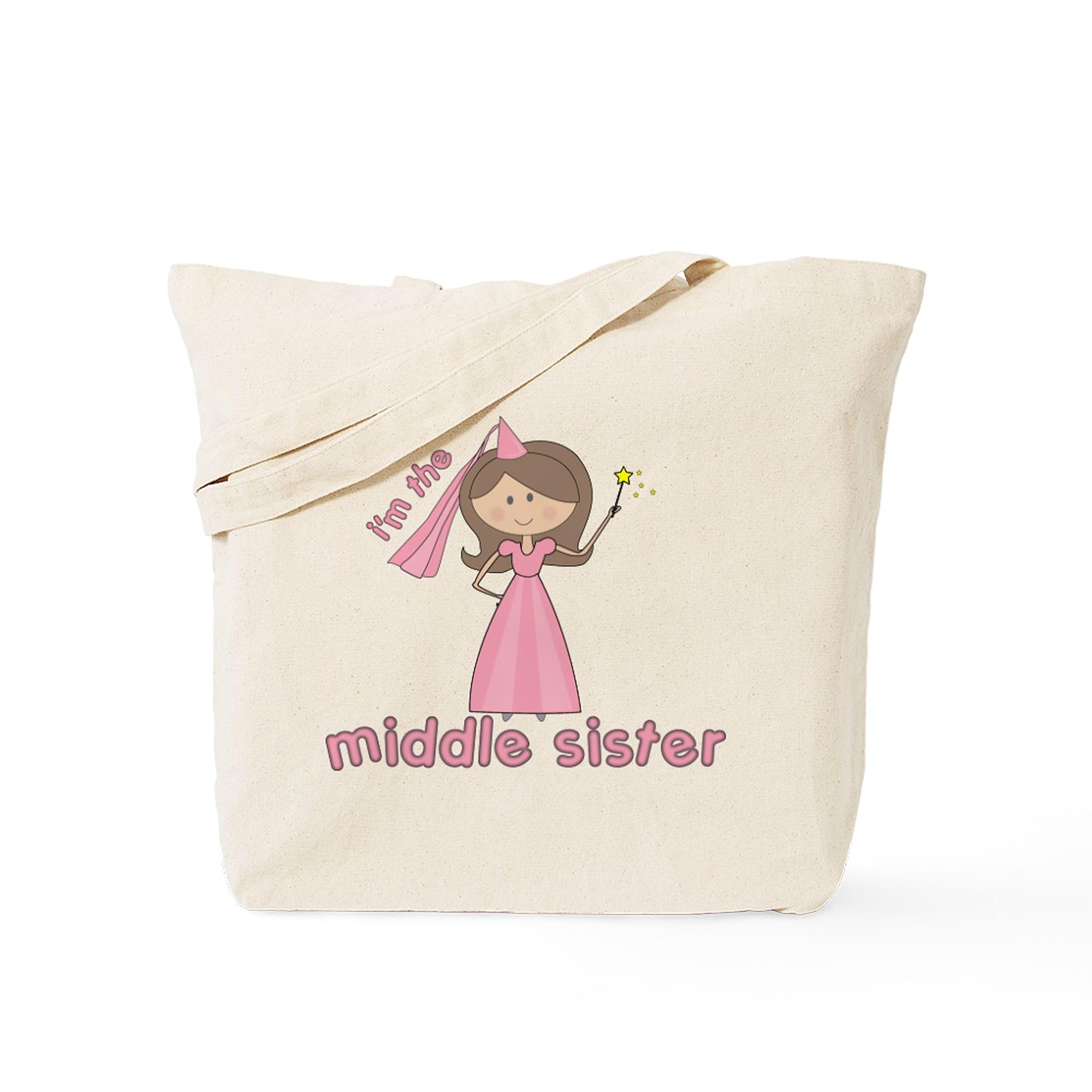 I'm The Middle Sister Tote Bag - Natural Canvas Reusable Shopping Bag for Women | Eco-Friendly Grocery Tote, Perfect for School, Work & Beach Day