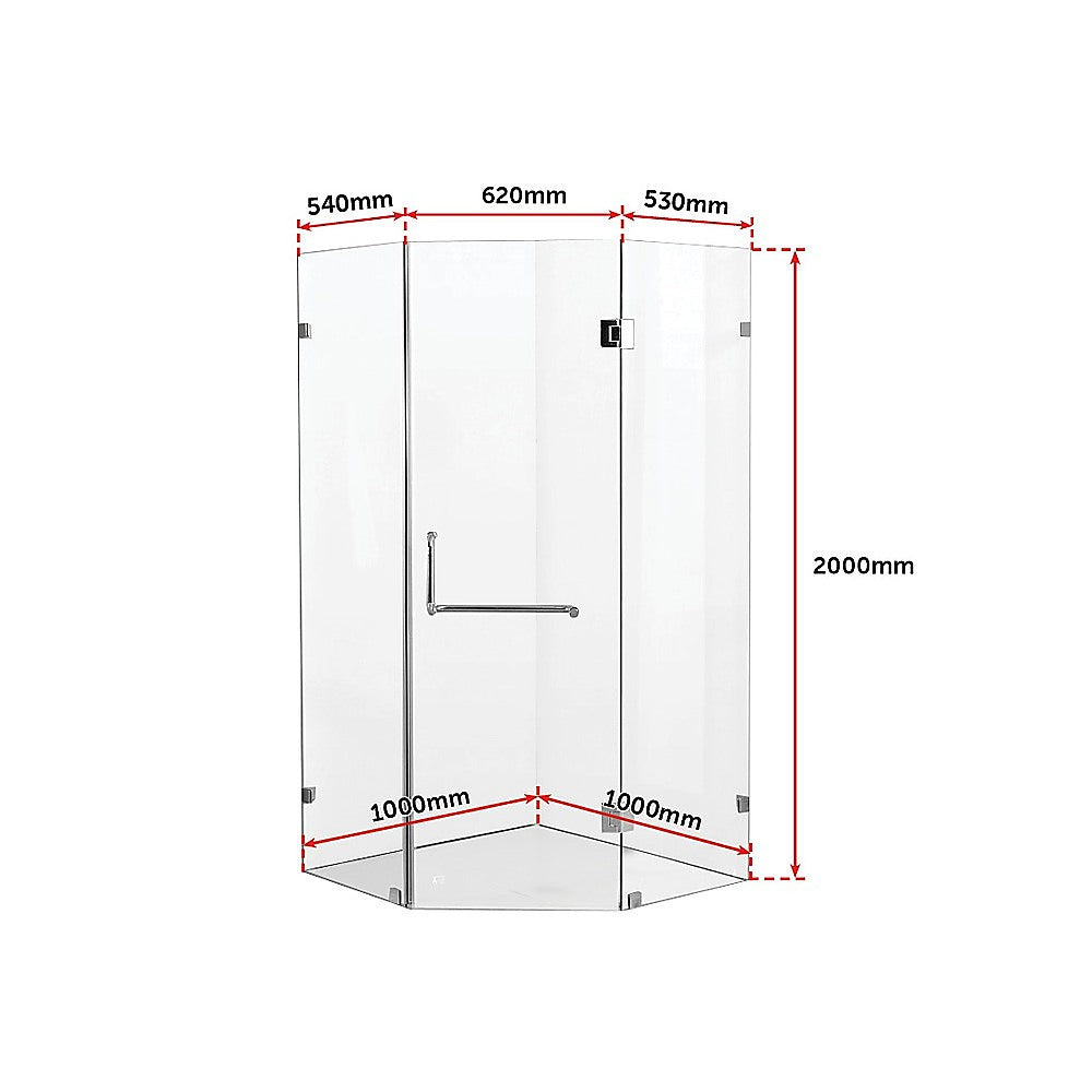 10mm Frameless Glass Shower Screen 1000x1000mm - Premium Bathroom Upgrade by Della Francesca - Perfect for Modern Walk-in Showers and Spa-like Bathrooms