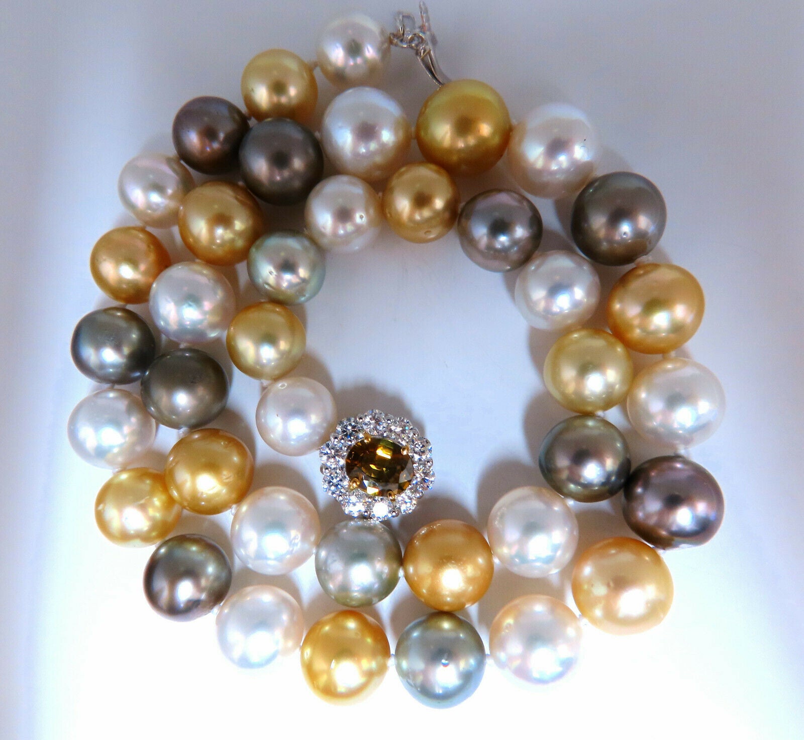 GIA Certified Natural Multicolor Tahitian Saltwater Pearl Necklace - 11.7mm 14K Gold - Perfect for Weddings, Anniversaries & Special Occasions