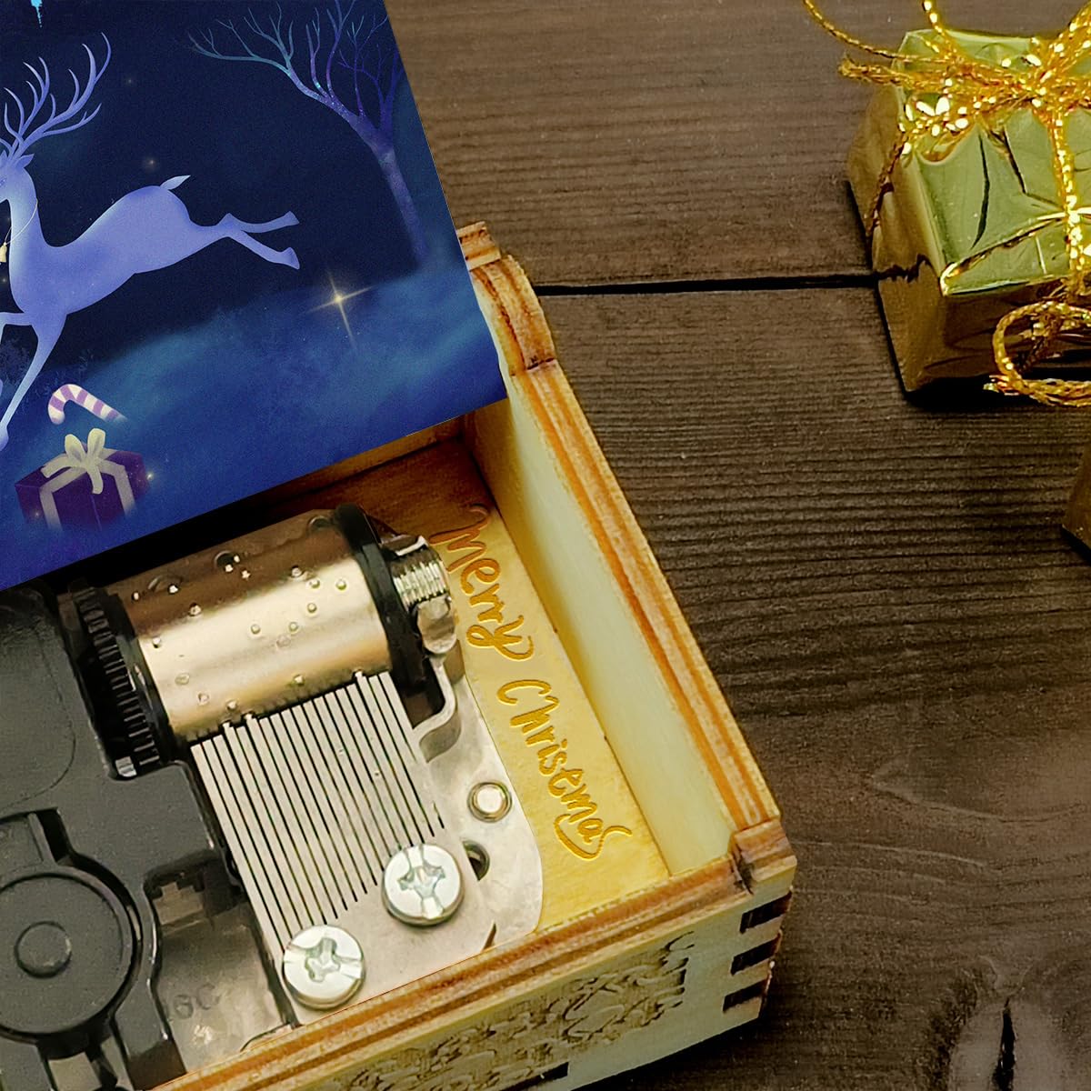 Sooharic 18-Note Wind-Up Wooden Christmas Music Box - Handcrafted Holiday Gift for Xmas, Home Decor, Party Favors | Perfect for Tree Ornaments, Stocking Stuffers & Festive Celebrations