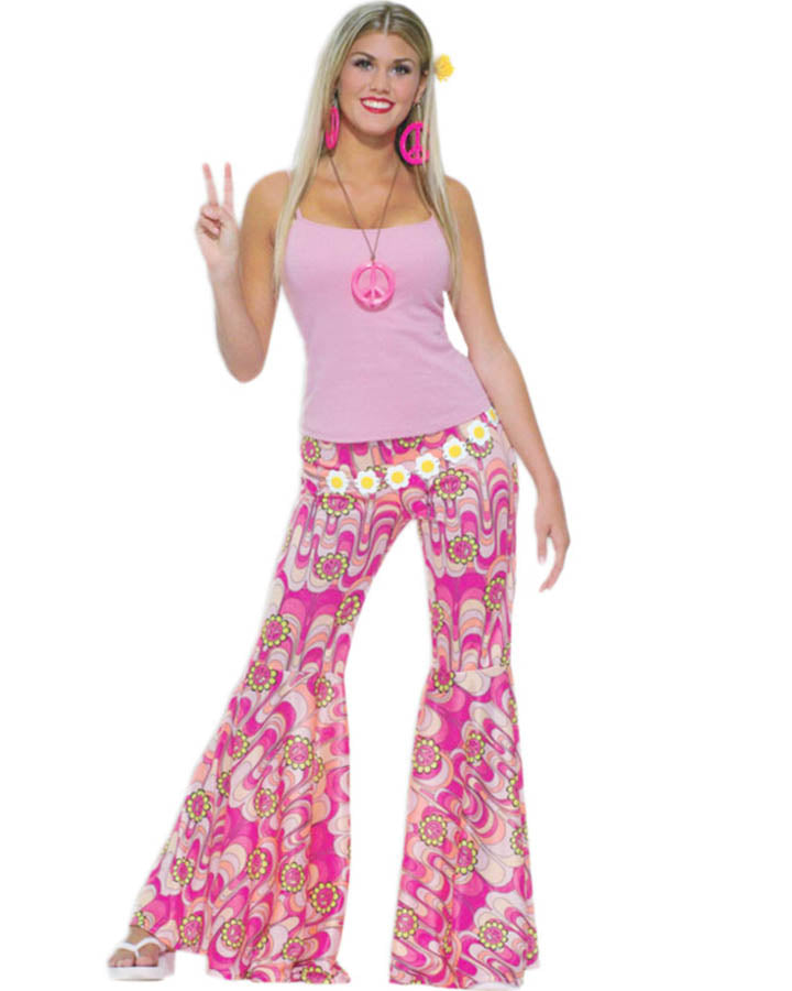 70s Flower Power Women's Bell Bottom Pants - Retro Hippie Flared Jeans for Women - Perfect for Music Festivals, Vintage Outfits & 70s Themed Parties