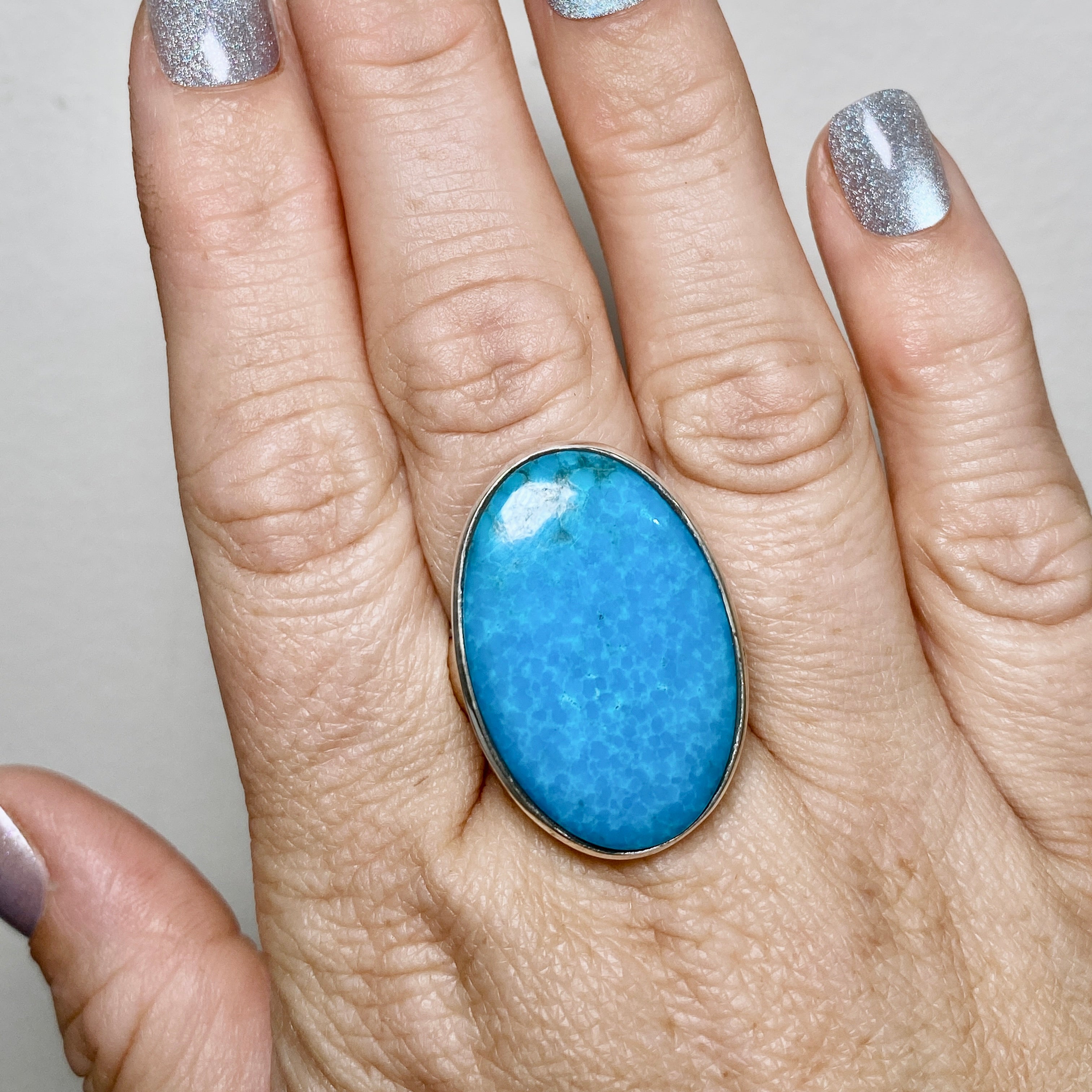 Arizona Turquoise Oval Cabochon Ring - Size 11 Sterling Silver Handmade Jewelry for Women - Perfect for Boho Chic, Western Style & Everyday Wear