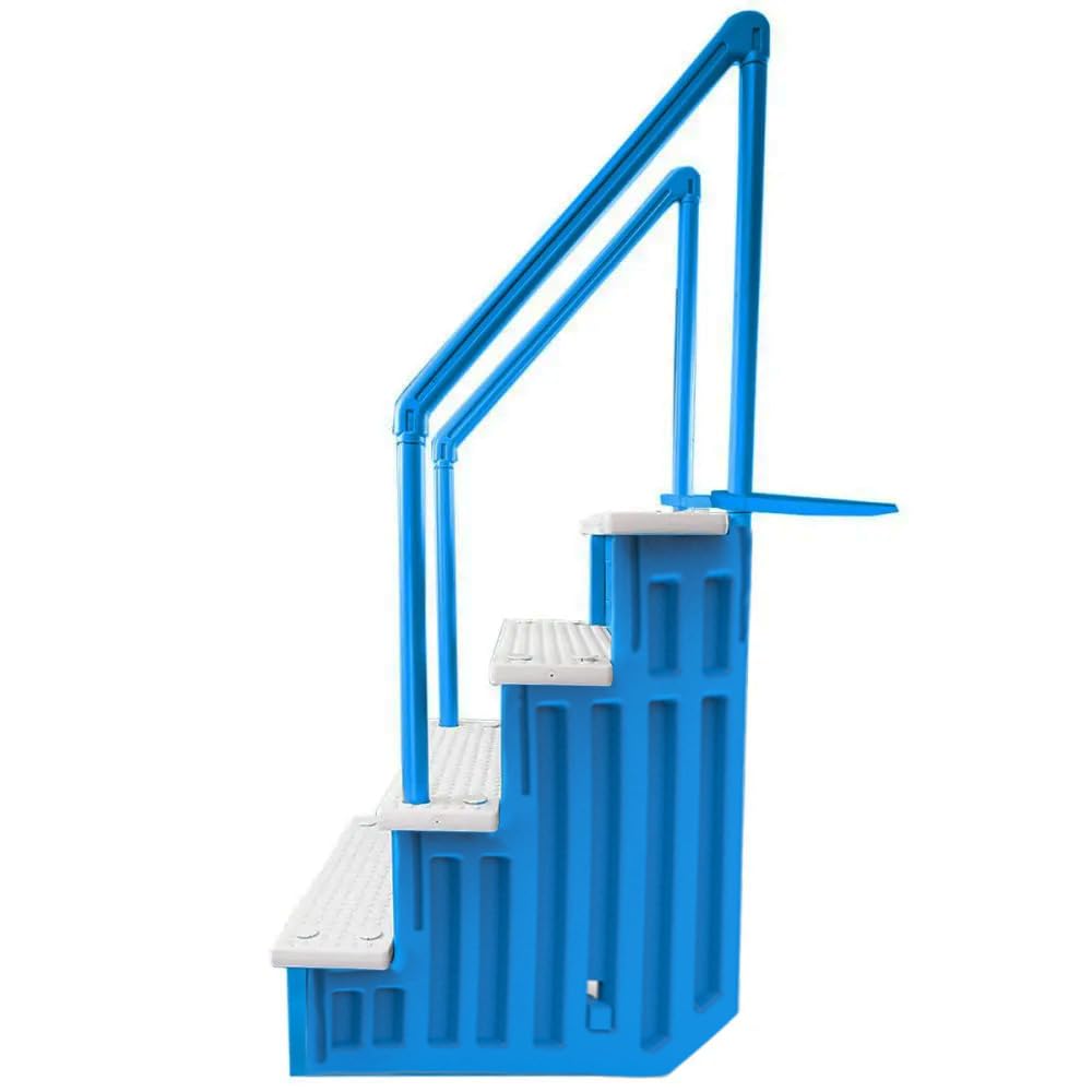 **Anti-Slip Above Ground Pool Steps to Deck – Heavy Duty 250lb Capacity Safety Ladder for Inground & Above Ground Pools – Blue & White Design – Perfect for Backyard, Family Swim Safety & Easy Pool Access**