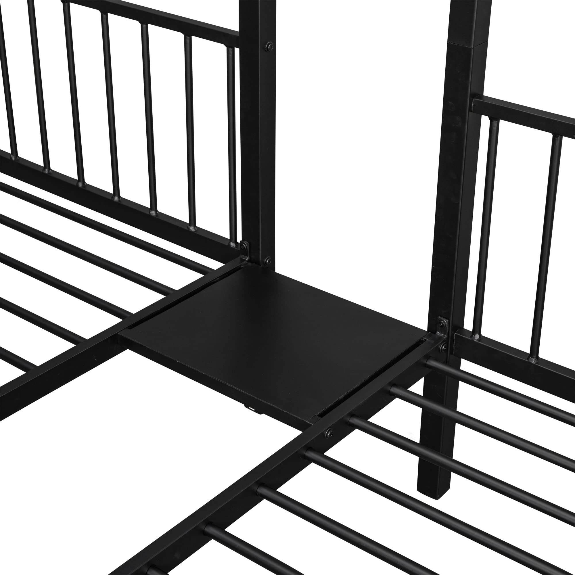 BOVZA Triple Bunk Bed with Storage - Full/Twin Metal Bunk for Kids & Adults - Convertible to 3 Beds - Perfect for Small Spaces & Dorms