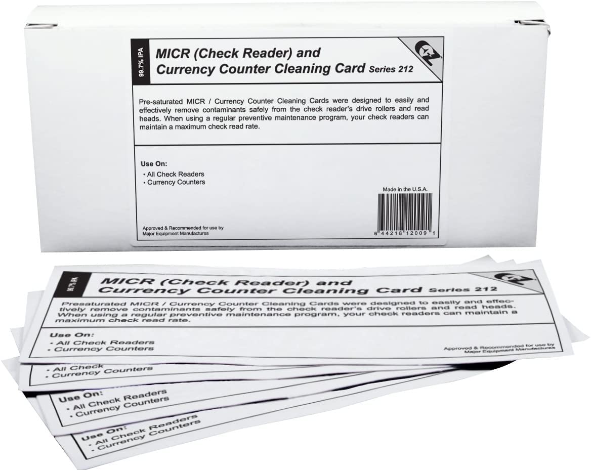 100 Pack MICR Check Reader & Currency Counter Cleaning Cards – Remove Dust & Debris for Smooth Transactions – Perfect for Banks, Retail Stores & Offices