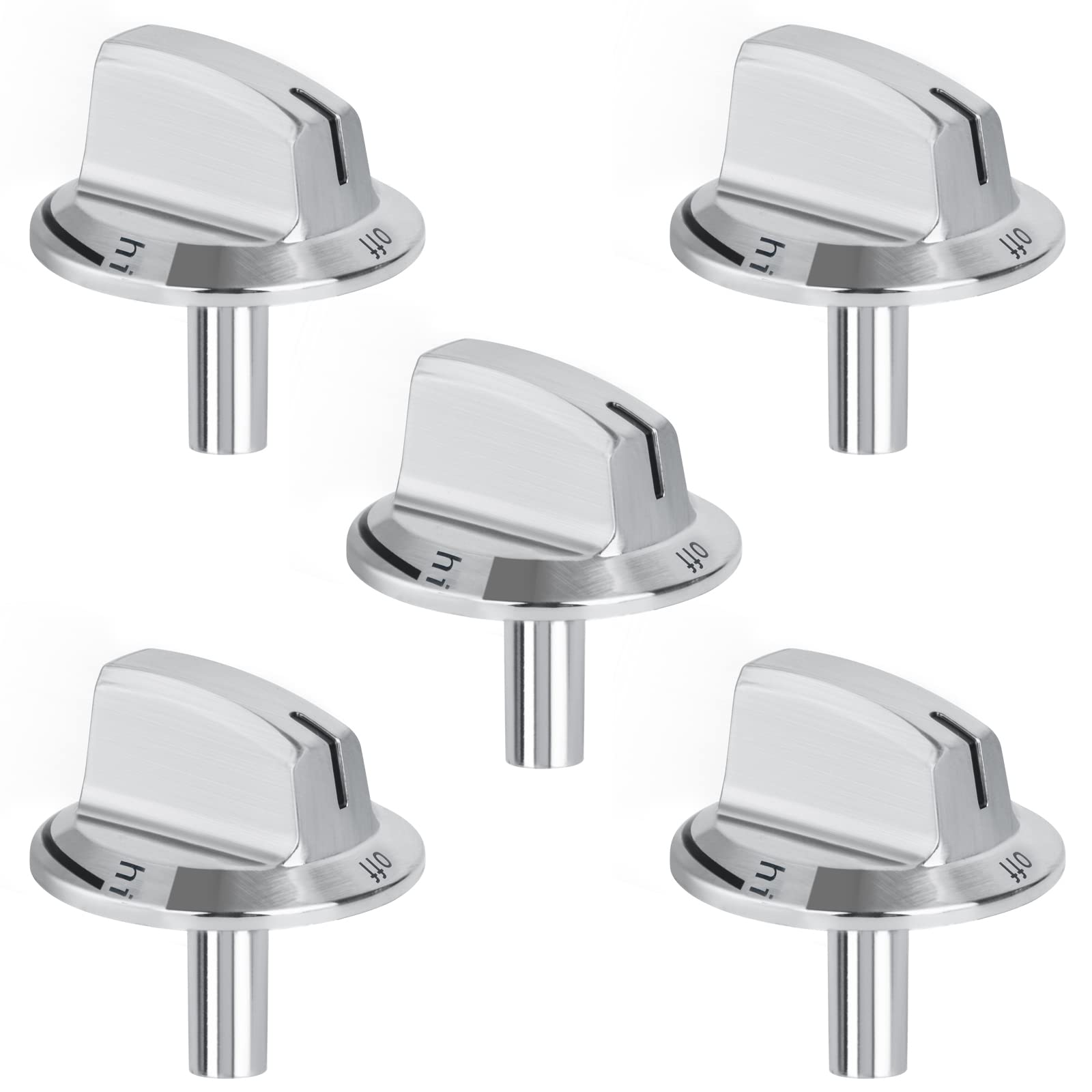 5-Pack Long Stem Stove Knobs Replacement Parts - Compatible with Frigidaire Gas Stove Range Oven (Model 5304525746 & 5304504839) - Durable Kitchen Appliance Accessories for Gas Stove Repair & Maintenance