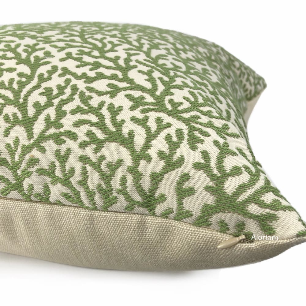 Amherst Green Coral Botanical Pillow Cover - 18x18 Inch Decorative Throw Pillow Case with Zipper Closure - Tropical Leaf Print Home Decor for Living Room, Bedroom, or Outdoor Patio