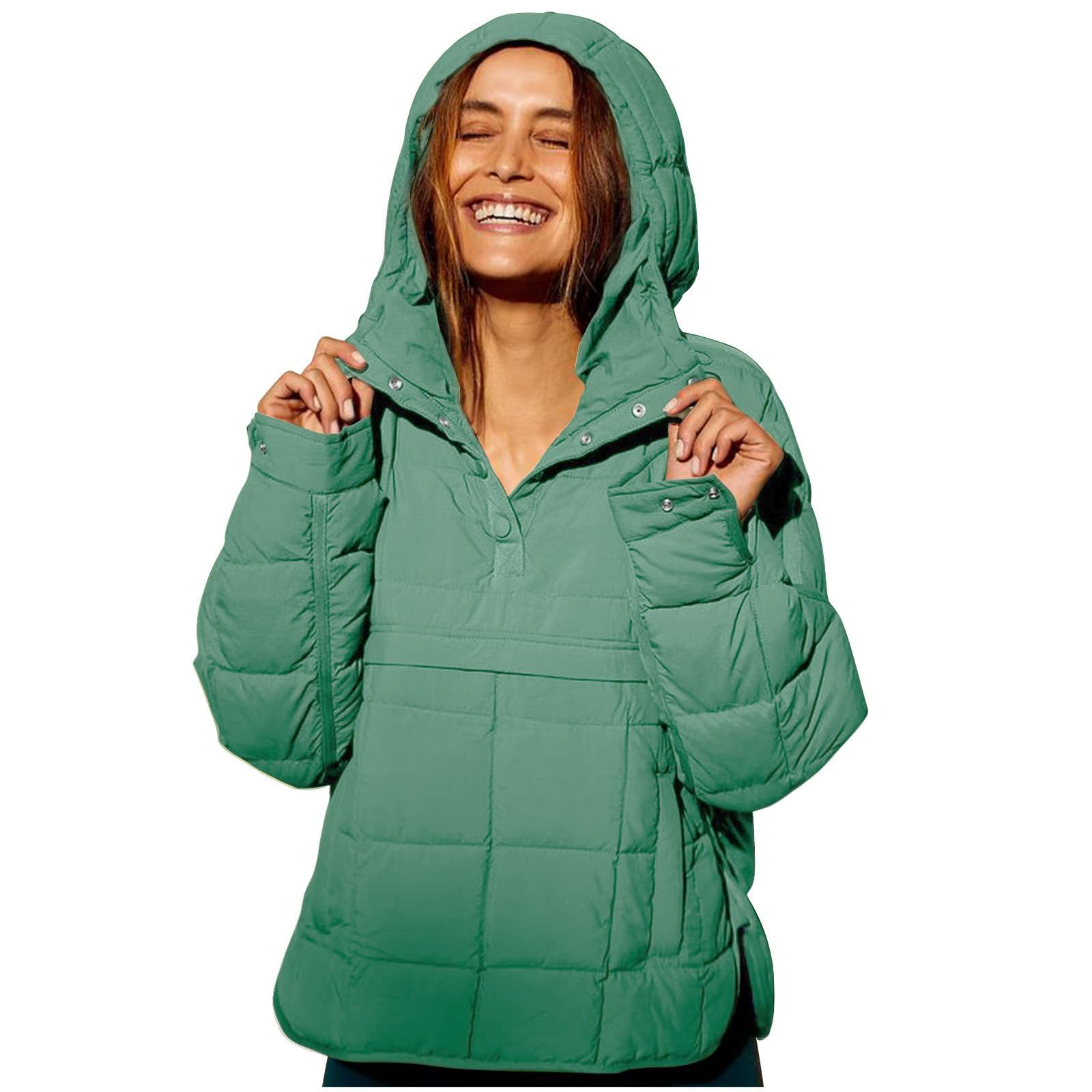 Lightweight Quilted Puffer Jacket for Women - Oversized Packable Hooded Coat with Button Front & Long Sleeves | Winter Outerwear for Casual Wear, Travel & Outdoor Activities
