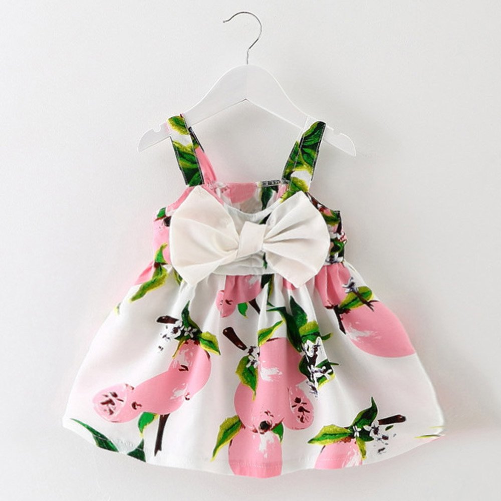 Adorable Lemon Print Sleeveless Princess Dress for Baby Girls 0-24 Months | Pink Infant Outfit with Matching Hat | Perfect for Summer, Photo Shoots & Special Occasions (Size 5)