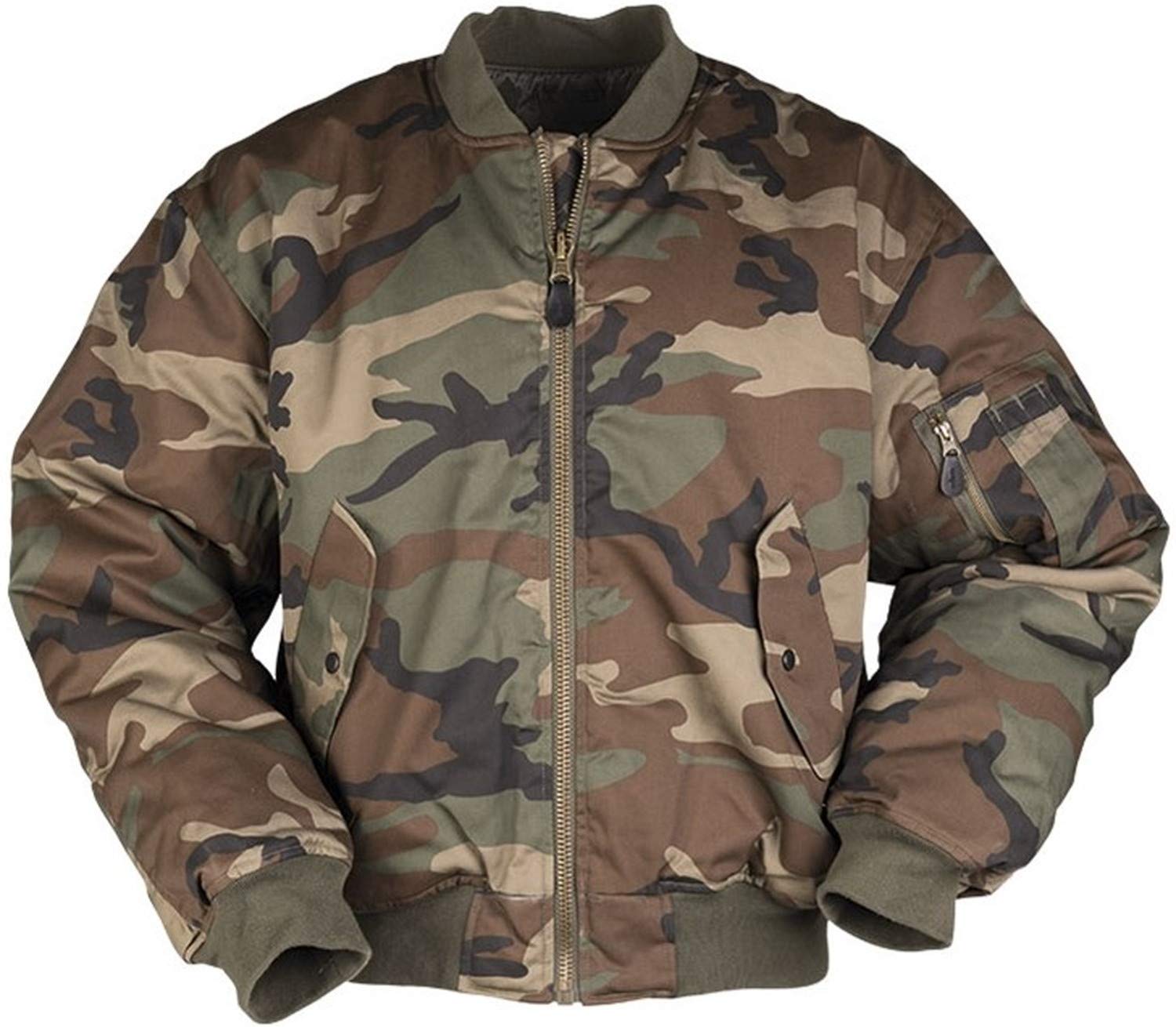 Mil-Tec MA-1 Flight Jacket Woodland - Military Style Bomber Jacket for Men, Waterproof & Windproof, Perfect for Outdoor Activities, Aviation, and Casual Wear