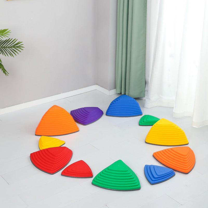 11-Piece Balance Stepping Stones Set for Kids - Non-Slip Indoor/Outdoor Play Equipment for Gross Motor Skills Development, Backyard, Playroom & Classroom Use