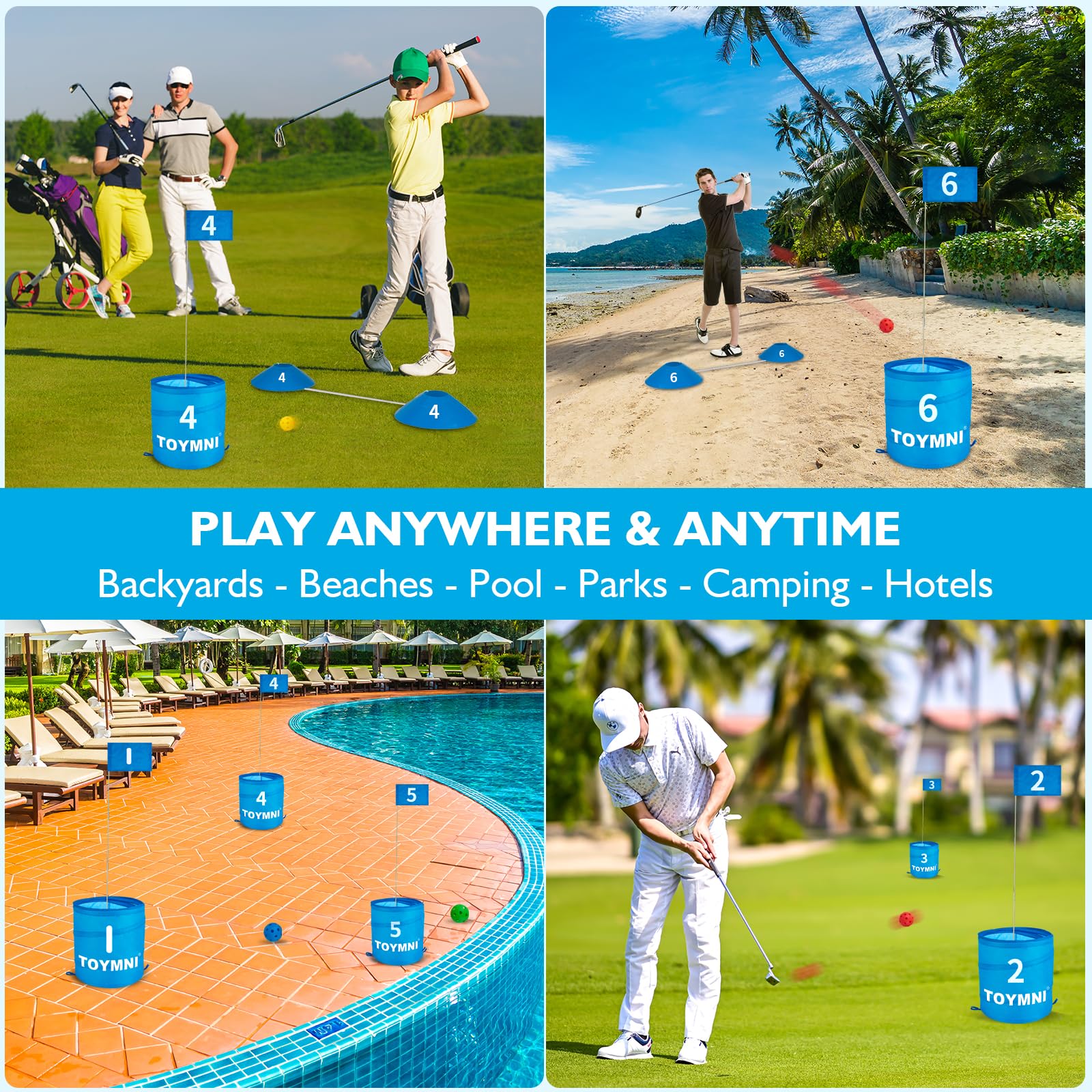 Portable Golf Practice Game Set for Adults & Kids - Indoor & Outdoor Backyard, Beach, Yard Chipping Game with PAR 6 Hole - Perfect for Family Fun, Parties & Outdoor Activities