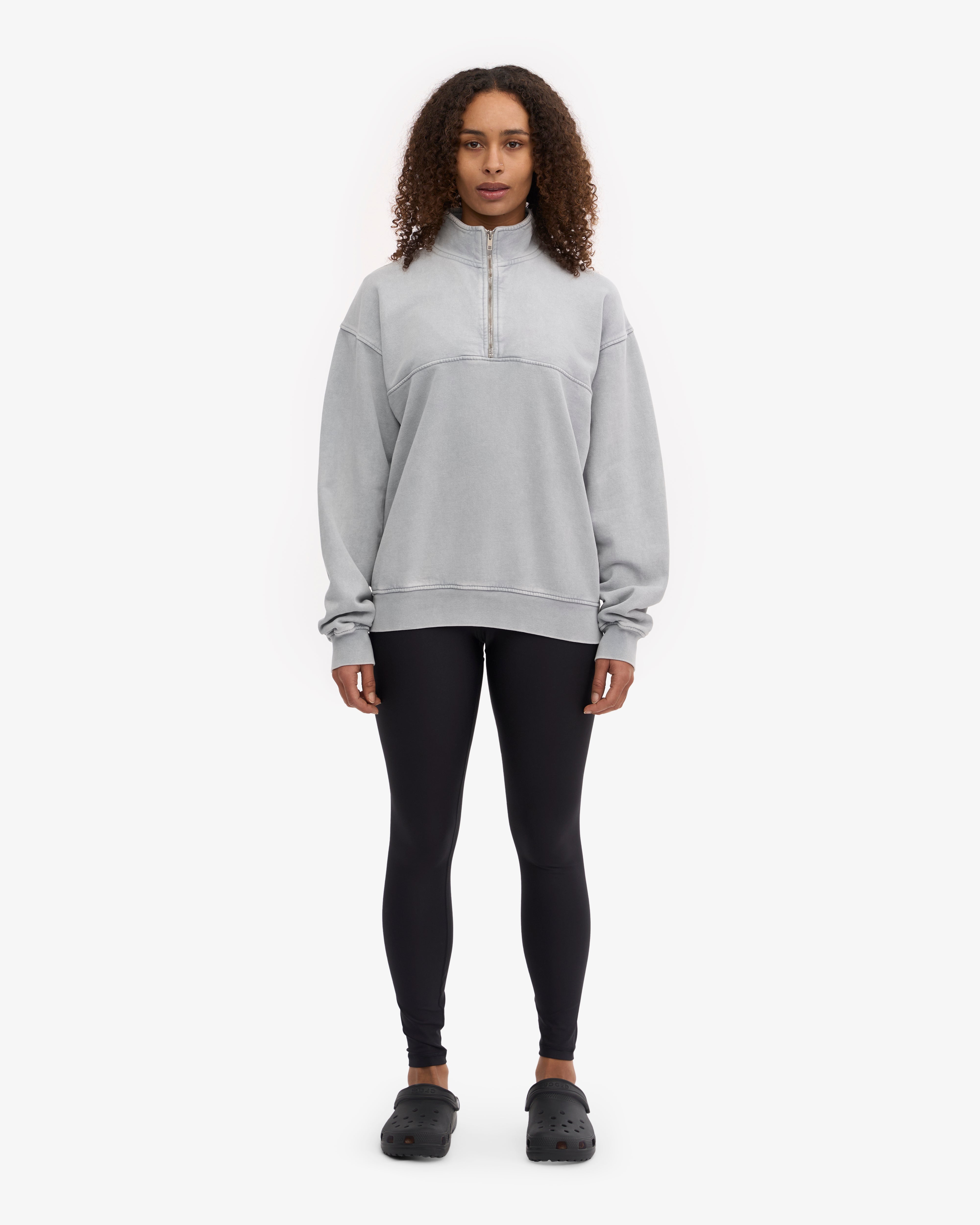 Organic Quarter Zip Sweatshirt for Men & Women | Faded Grey Pullover | Casual & Outdoor Wear for Hiking, Running & Travel