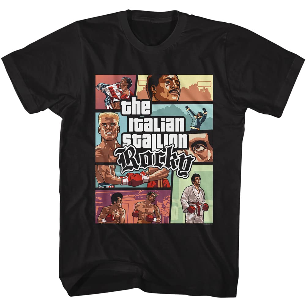 Rocky IV 80s Movies Italian Stallion Graphic T-Shirt for Men - Vintage Rocky Balboa Short Sleeve Tee - Perfect for Movie Fans, Gym Workouts, and Casual Wear
