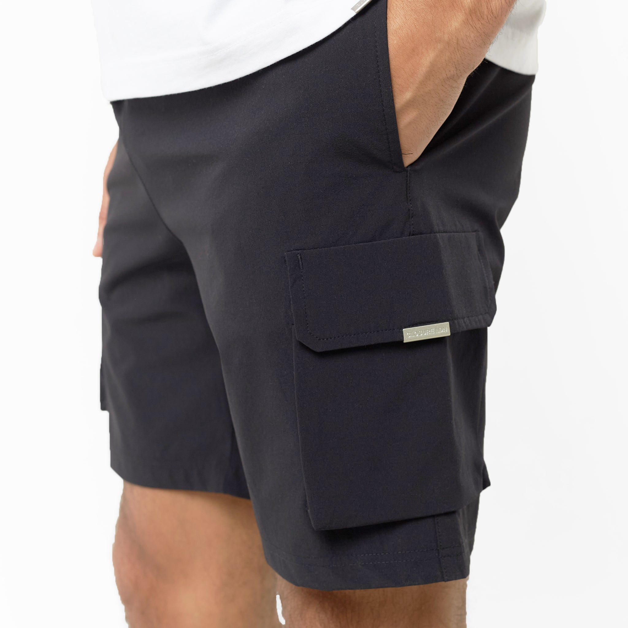 Premium Tech Cargo Shorts for Men - Comfortable Stretch Travel & Workout Shorts with Multiple Pockets | Black | Ideal for Hiking, Gym, Travel & Casual Wear