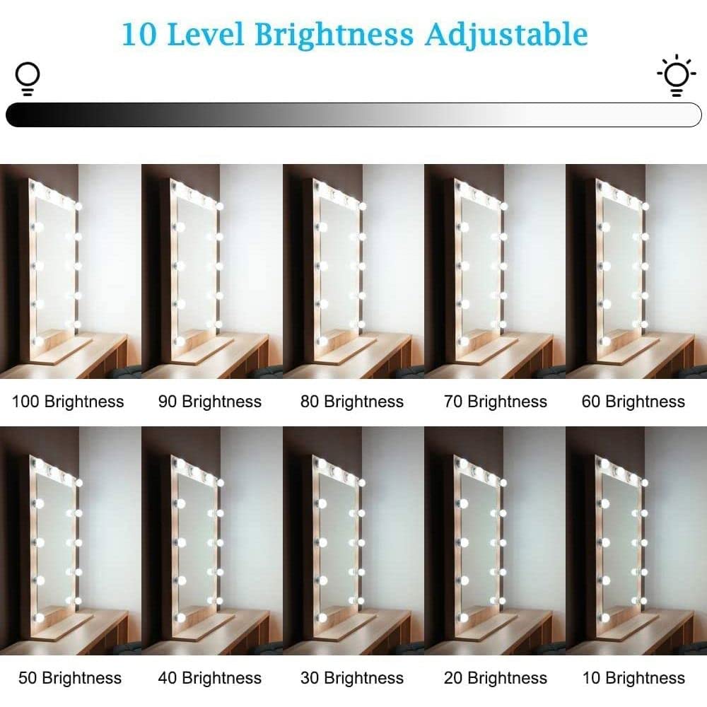 Andy's Orchids Vanity Mirror Lights Kit - 12 LED Bulbs with Adjustable Color & Brightness, Dimmable Makeup Lights for Dressing Room, Bathroom, and Bedroom Vanity Mirror Lighting