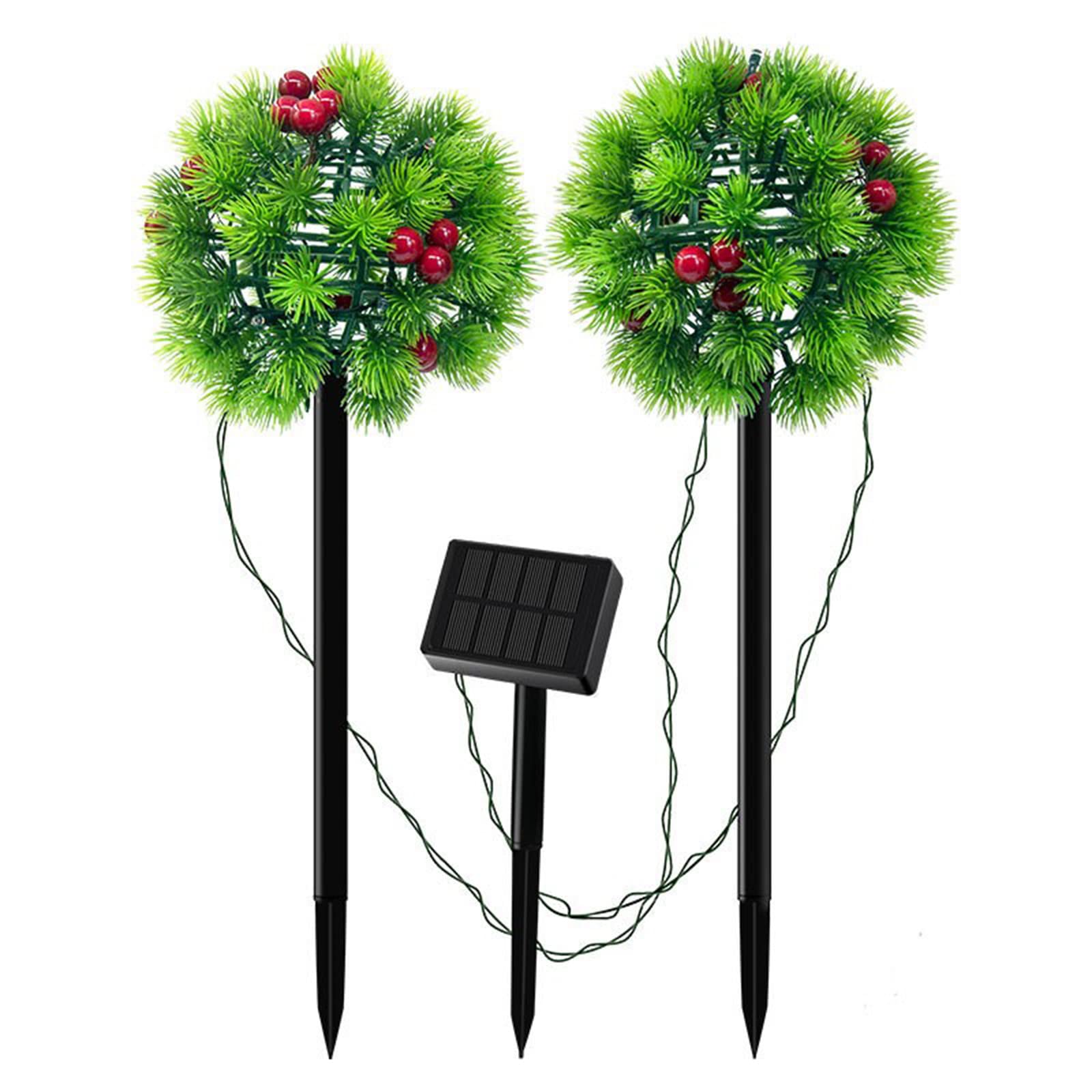 Solar Powered Color Changing Garden Lights - Waterproof LED Pine Needle Flower Ball Stake Lights for Outdoor Landscaping, Yard, Pathway, Patio & Garden Decor (Set of 6) - Perfect for Evening Ambiance, Holiday Lighting & Backyard Decoration