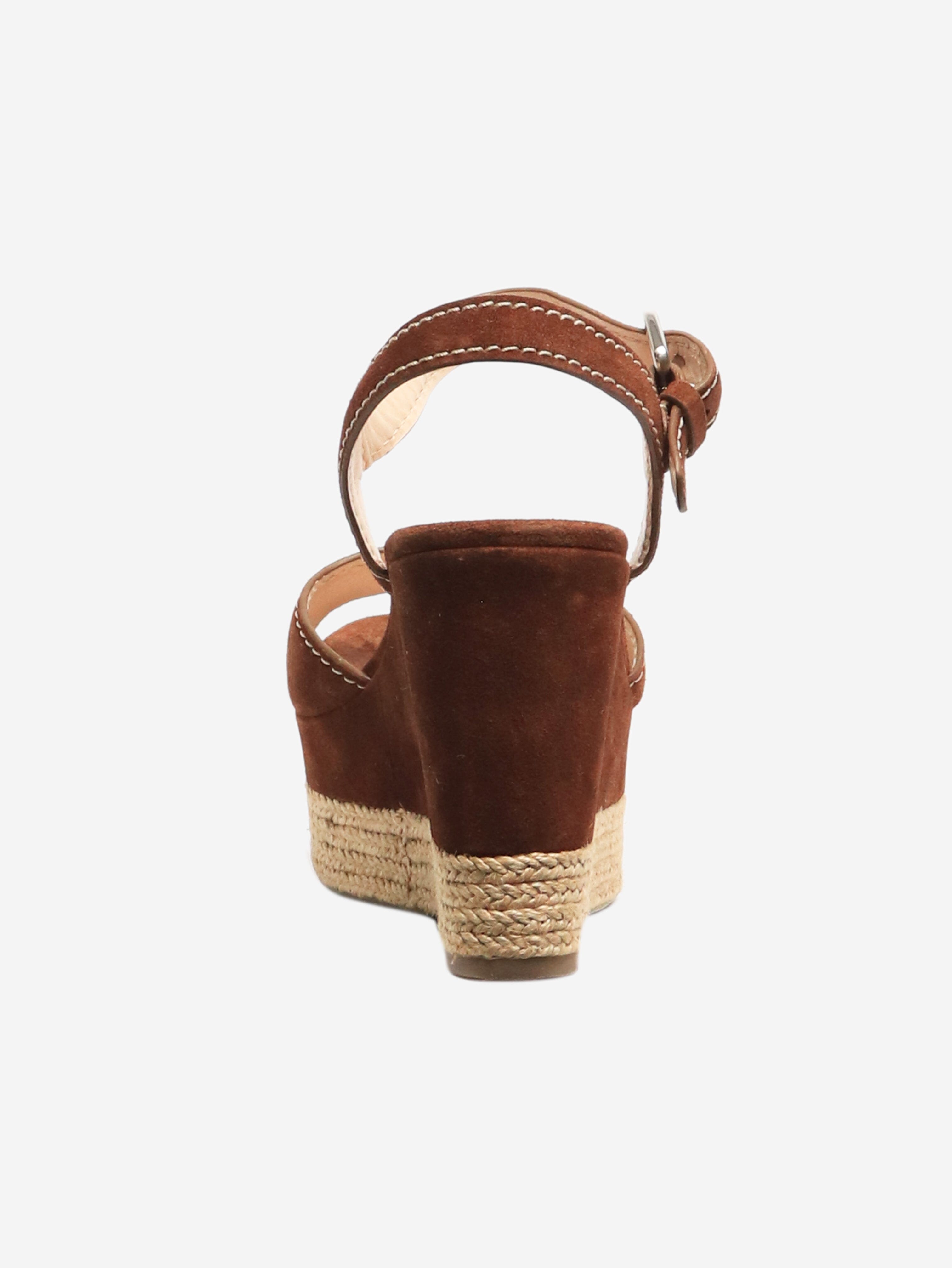 Brown Suede Espadrille Wedge Sandals for Women - Size EU 37 (US 7) | Comfortable Summer Casual Shoes for Beach, Vacation & Everyday Wear
