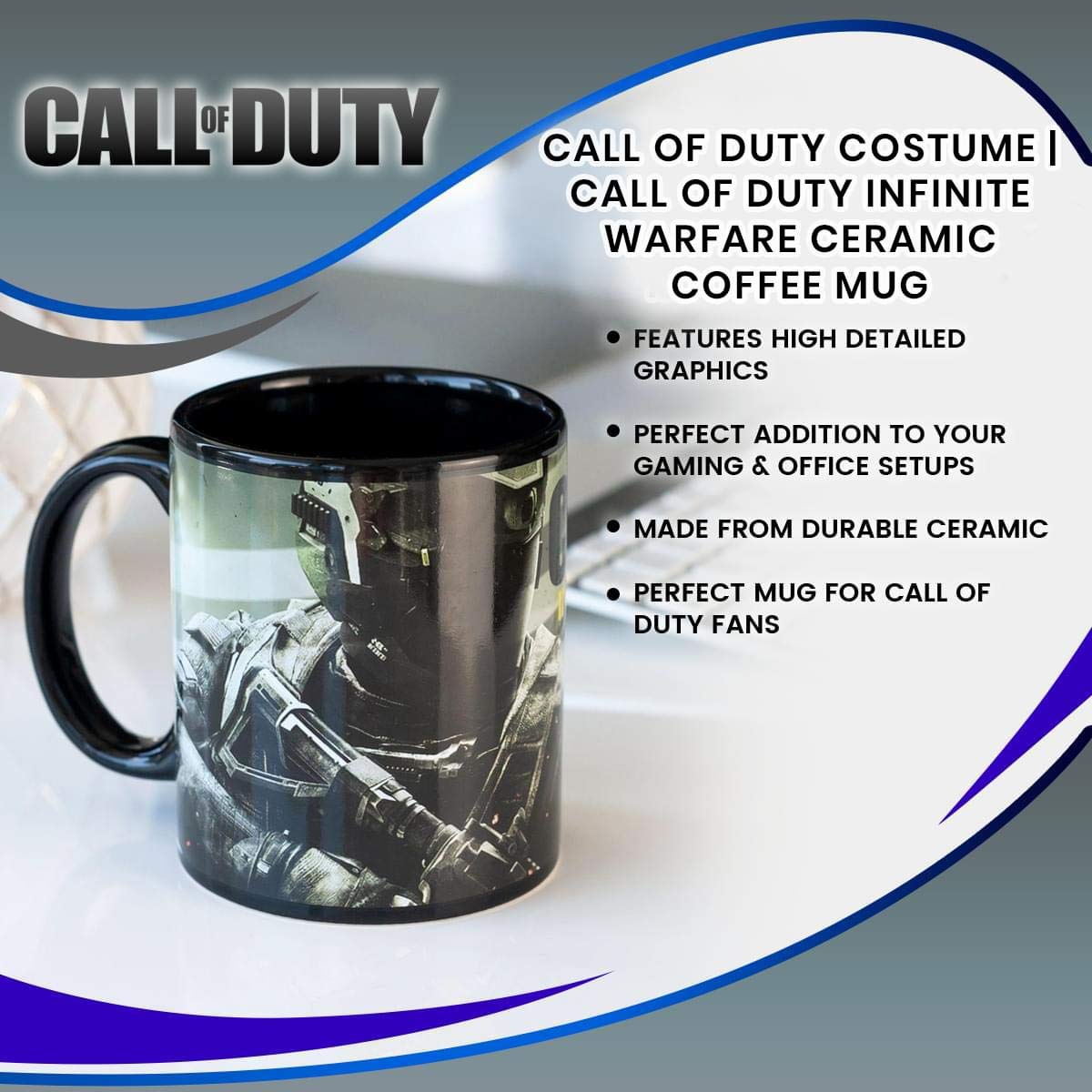 Call of Duty Infinite Warfare Heat Reactive Ceramic Mug - Changes Color with Hot Liquids - Perfect for Gamers, Coffee & Tea Lovers, Office & Home Use