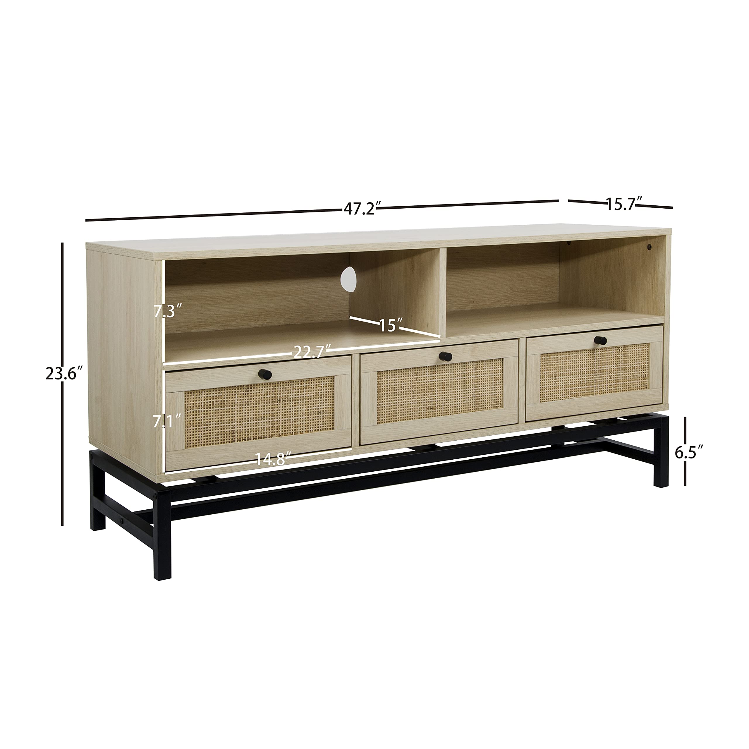 Modern Farmhouse Wood TV Stand with 5 Storage Compartments - Rustic TV Console Cabinet for 50 Inch TVs - Entertainment Center with 3 Drawers & 2 Open Shelves - Perfect for Living Room, Bedroom & Home Theater Setup