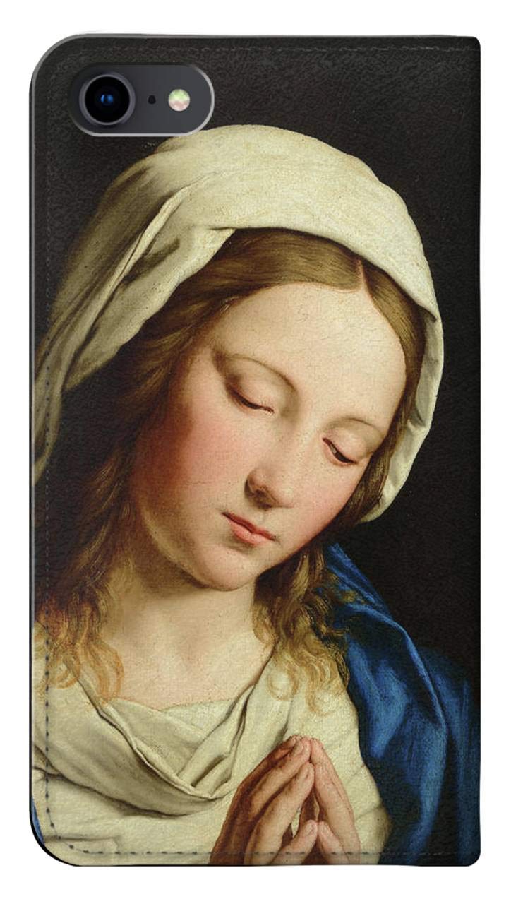 Virgin Mary Prayer PU Leather Flip Case Cover for iPhone 7/8/SE (2020) - Religious Gift & Phone Protection for Church, Daily Use