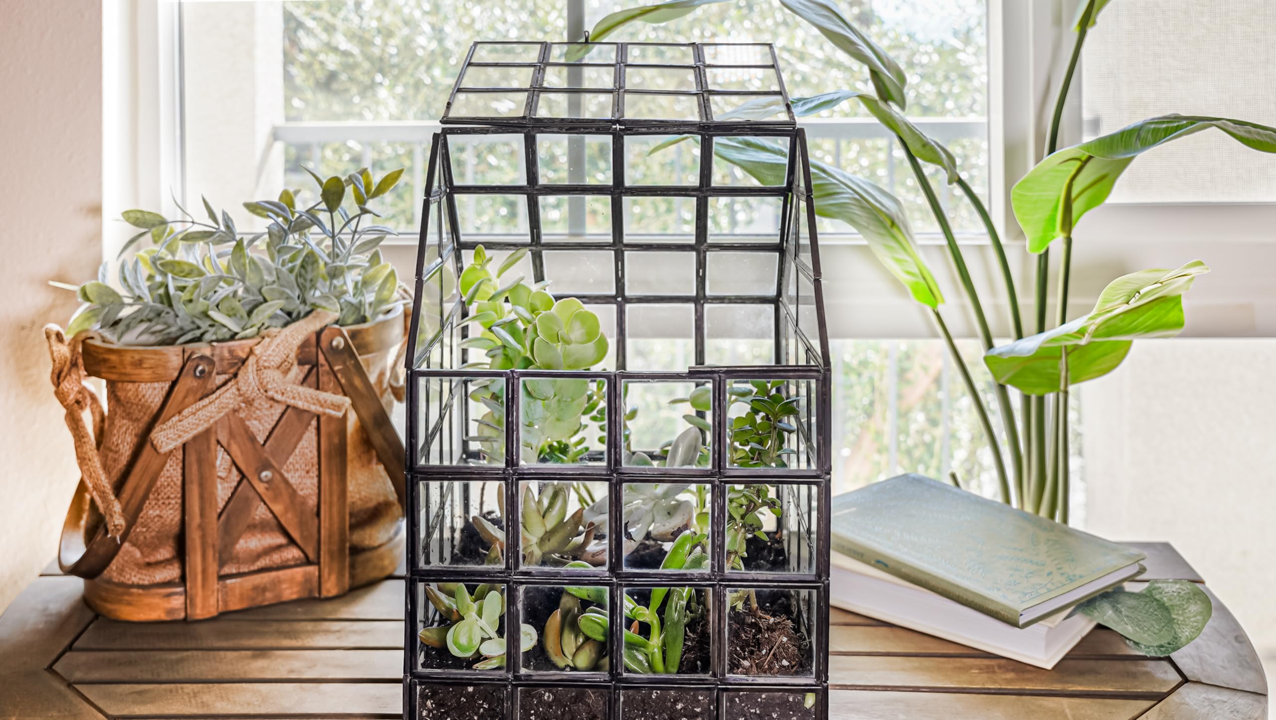Large Glass Terrarium with Lattice Design - 12