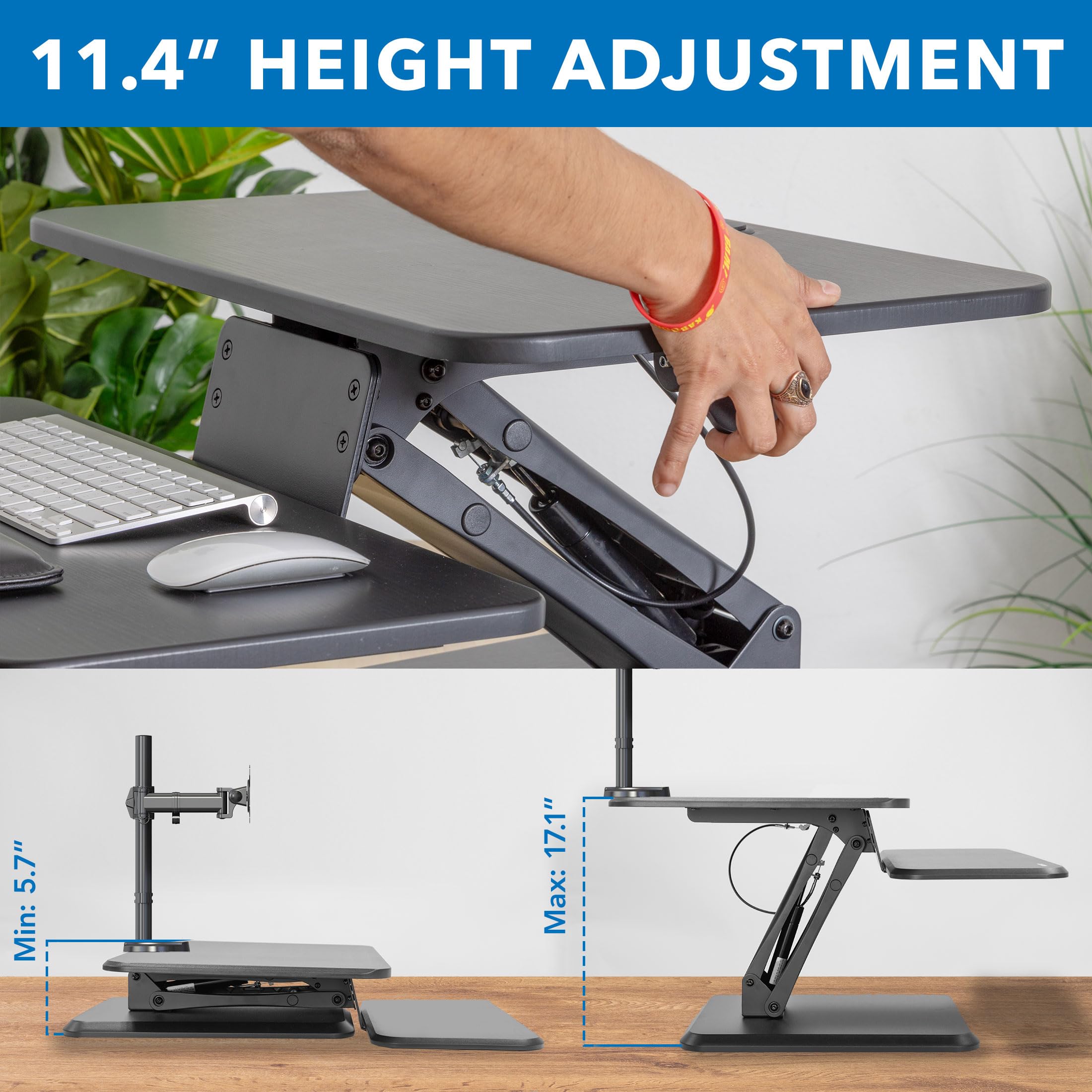 Mount-It! Adjustable Standing Desk Converter with Dual Monitor Mount - 23