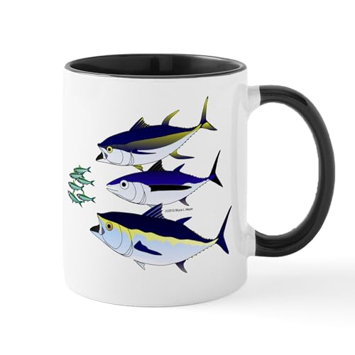 White/Black Inside - Three Tuna Chase Sardines Fish Mug