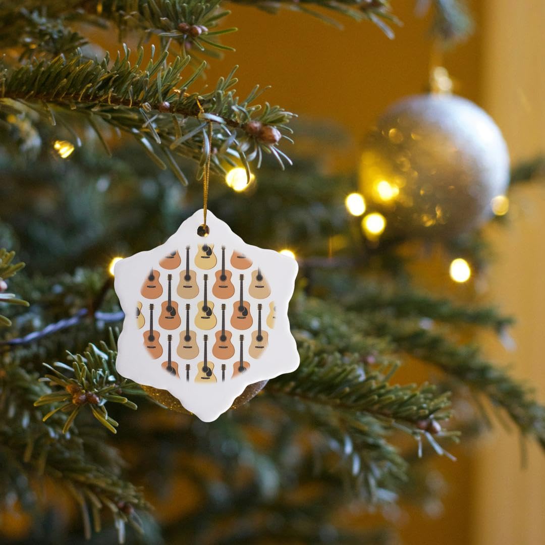 3D Rose Acoustic Guitar Snowflake Christmas Ornament - Perfect for Holiday Tree Decor, Gift for Musicians & Music Lovers