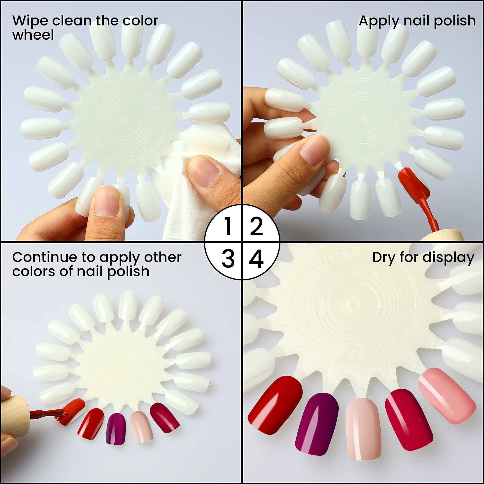 ONNPNN 30-Piece Nail Polish Display Stand - Sunflower Design Nail Art Practice Wheel with 18 Color Palette for Salon & Home Manicure | DIY Nail Painting Models & Professional Training Tool