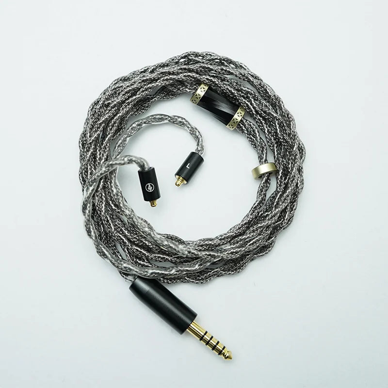 BGVP Gray Rose 5N Single Crystal Copper Silver Plated Shielded Cable - High-Quality Audiophile Headphone Cable for Enhanced Music Listening Experience