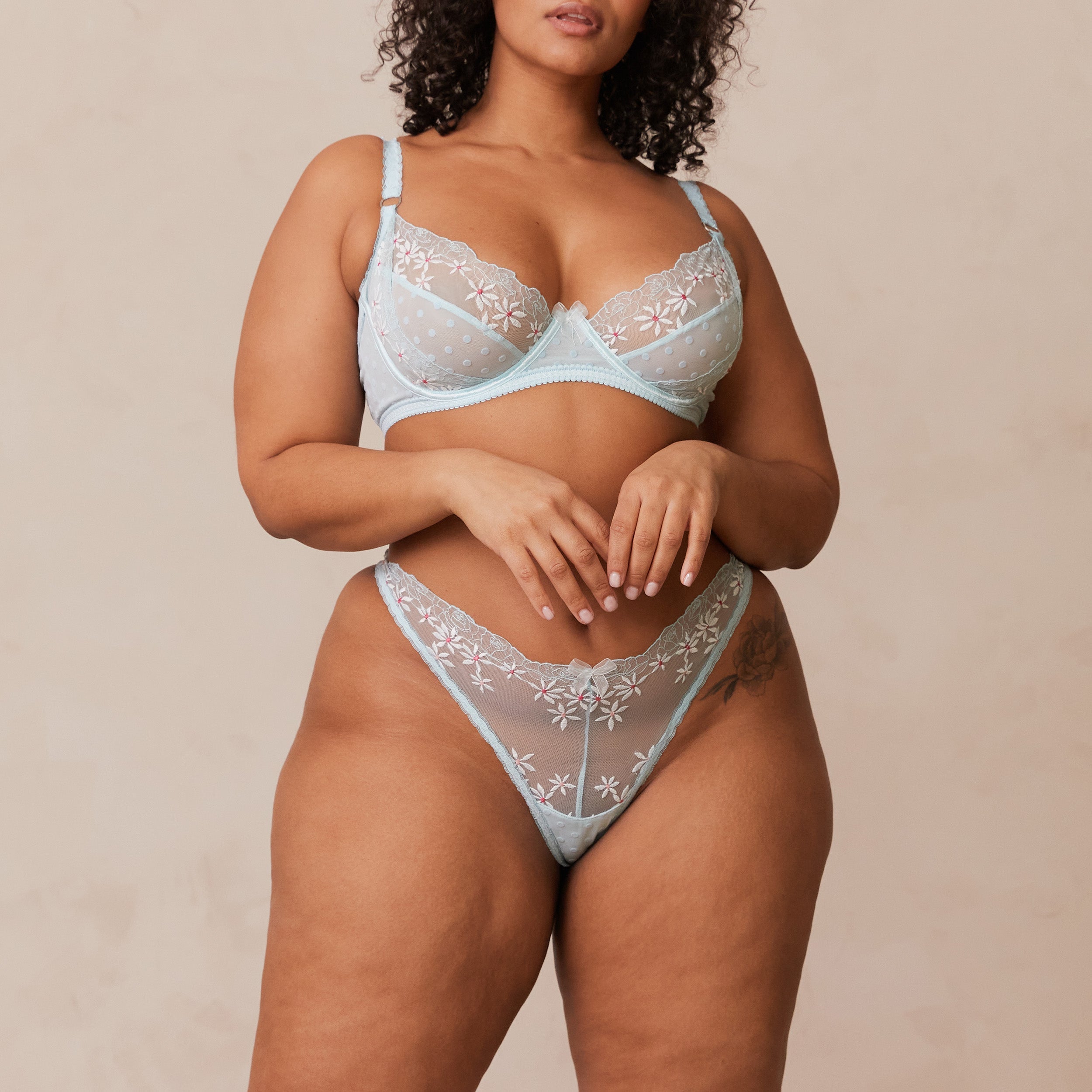 Fleur Balcony Bra - Comfortable Lace Underwire Bra in Blue for Everyday Wear | Perfect for Work, Date Night & Special Occasions