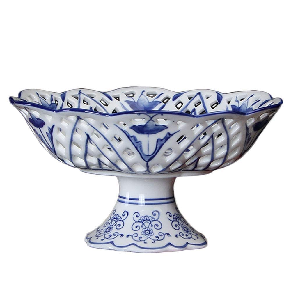 Vintage Enamel Bread Bowl with Vents - Floral Ceramic Blue Fruit Serving Bowl & Colander Set for Kitchen, Picnics, and Farmhouse Decor
