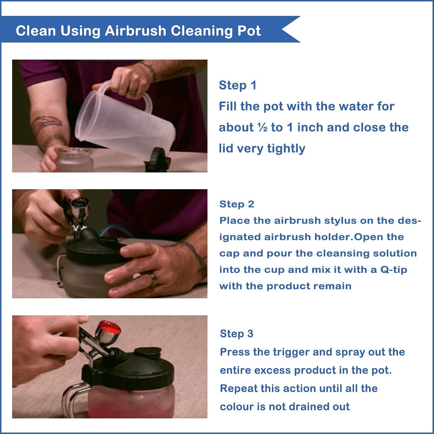 Airbrush Cleaning Kit with Pot & Tools for Artists & Hobbyists