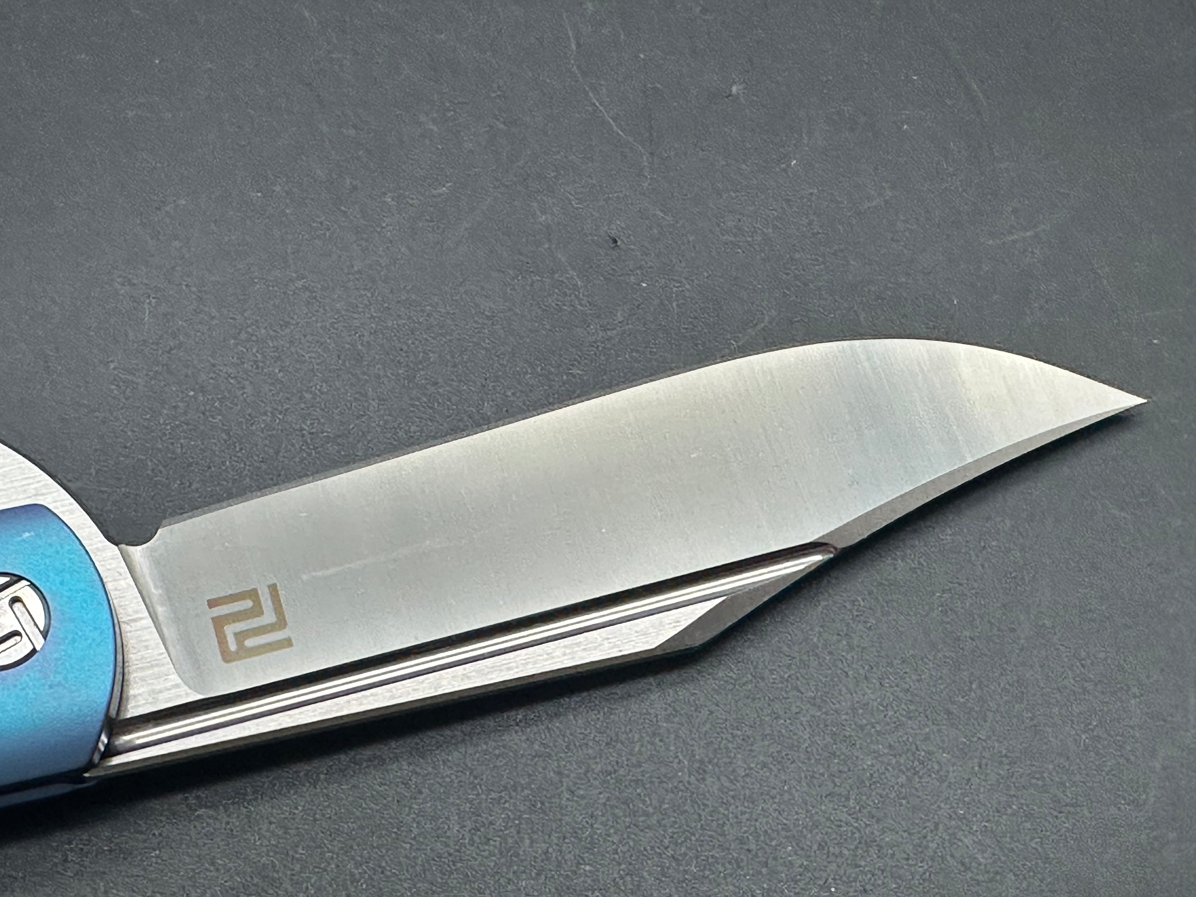 Artisan Cutlery D. Rocket Hyperion Frame Lock Knife - Carbon Fiber/Blue Titanium, Satin Finish (1834G) - EDC Pocket Knife for Outdoor, Camping & Everyday Carry