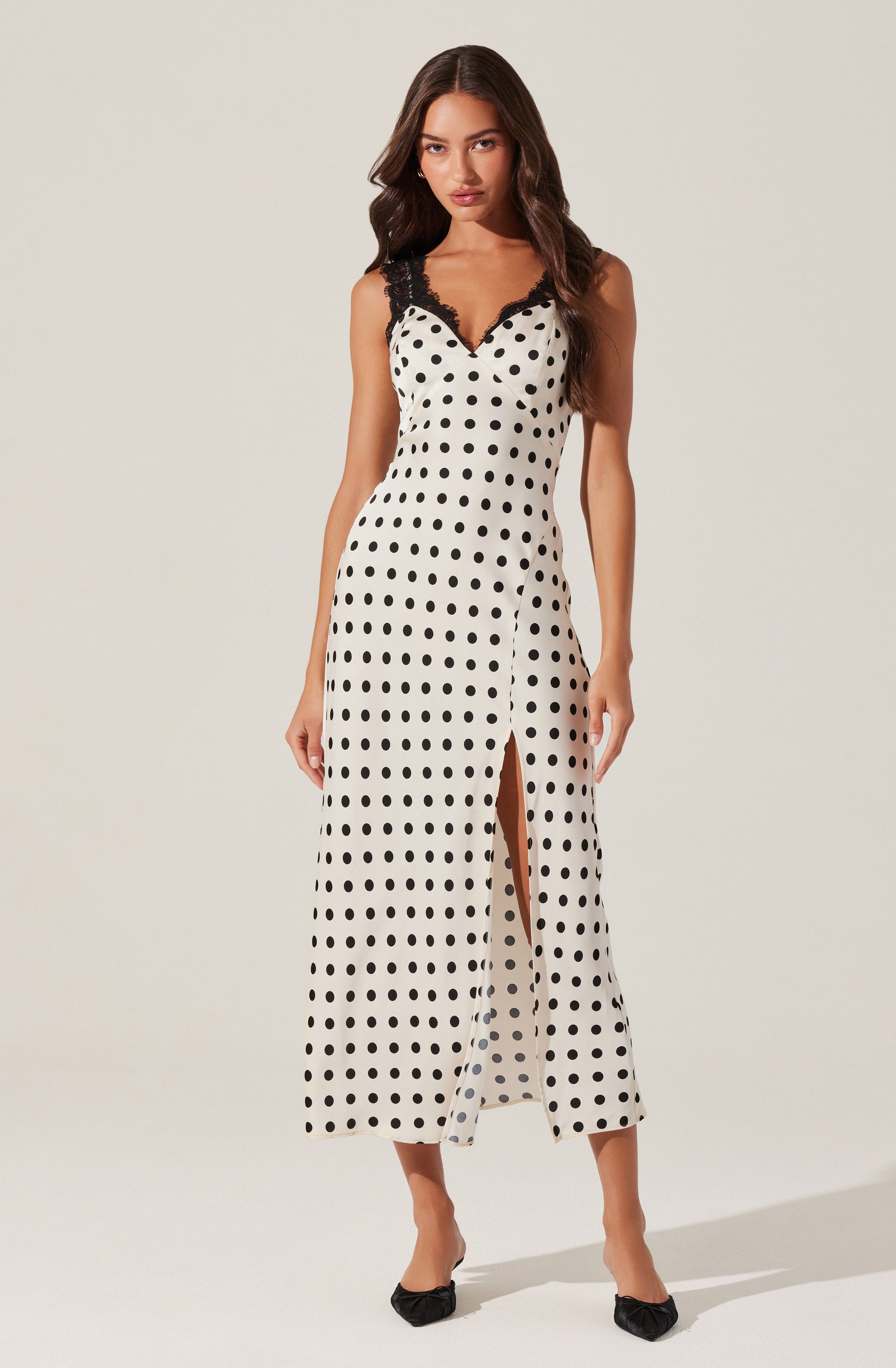 Elegant Eirene Polka Dot Midi Dress for Women | Flowy Summer Dress with Short Sleeves | Perfect for Casual Outings, Beach Vacations & Date Nights