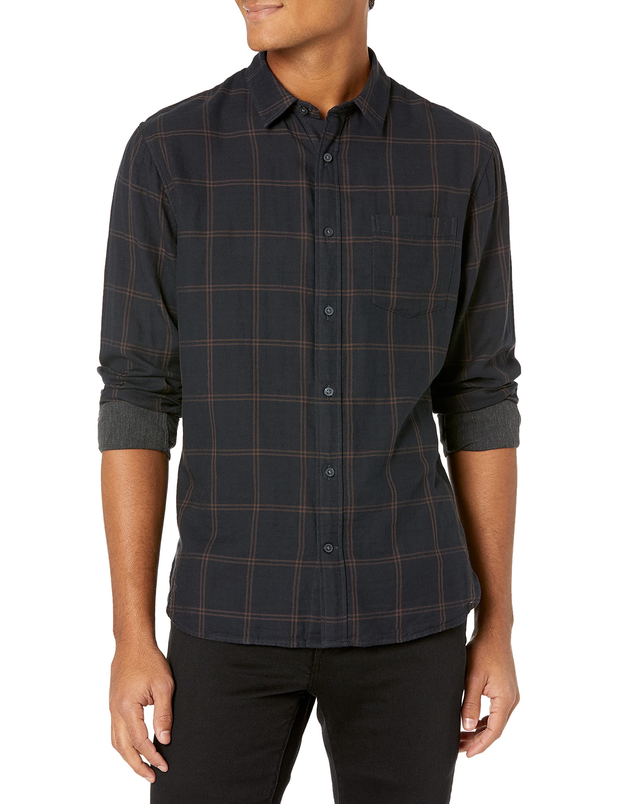 Vince Men's Double Face Windowpane Long Sleeve Shirt | Premium Cotton Blend Dress Shirt for Business & Casual Wear | Perfect for Office, Dates & Special Occasions