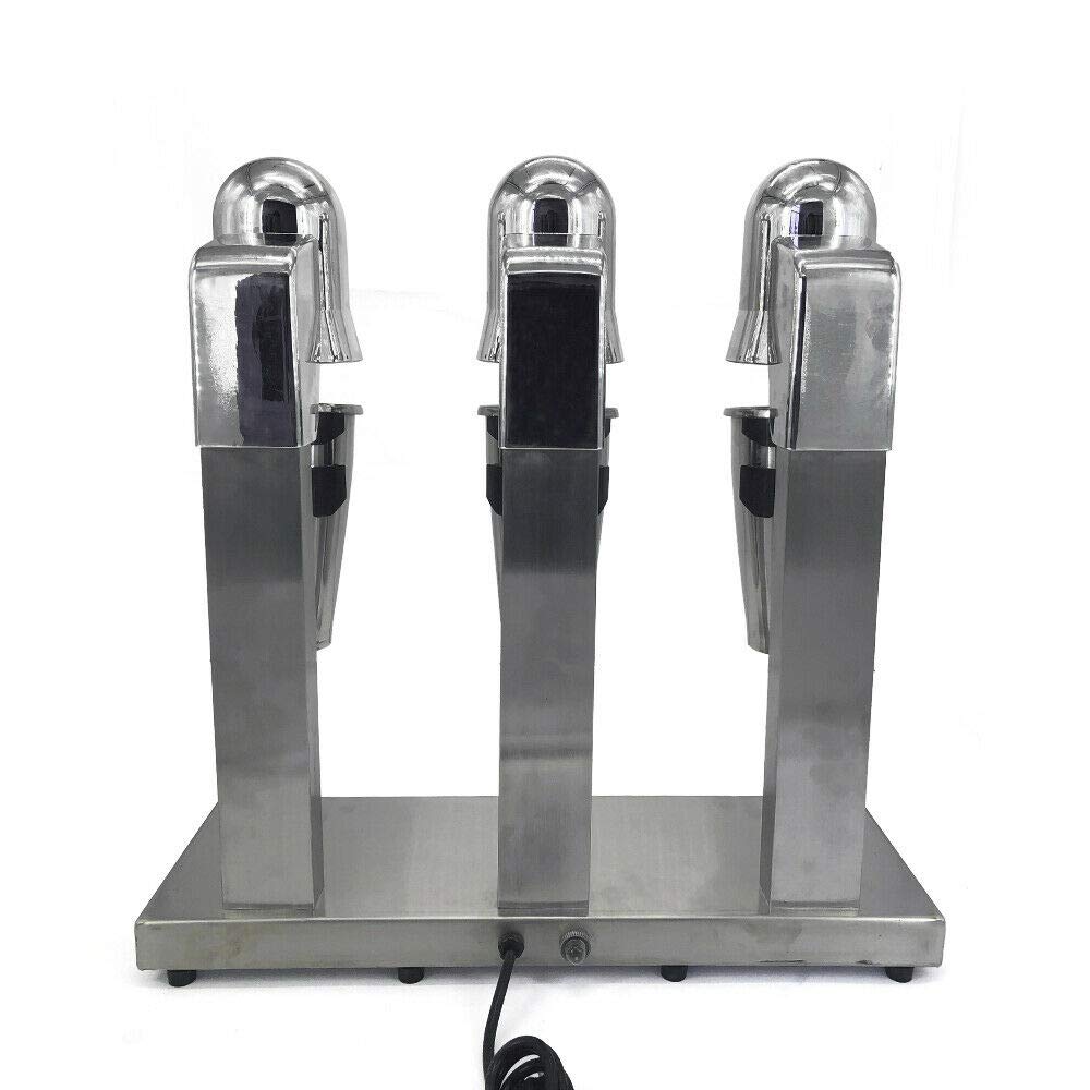 3-Head Commercial Electric Milkshake Maker Machine - 110V 18000 RPM High-Speed Blender with 3 x 800ml Cups for Milk Shakes, Smoothies, Tea & Juice - Perfect for Restaurants, Cafes & Bubble Tea Shops
