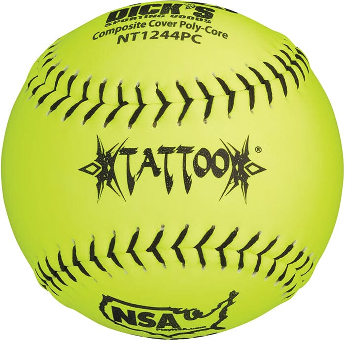 AD Starr Tattoo 12 Inch 44/400 NSA ICON Slowpitch Softball Balls (One Dozen: NT1244PC) - Perfect for Competitive Games & Practice Sessions
