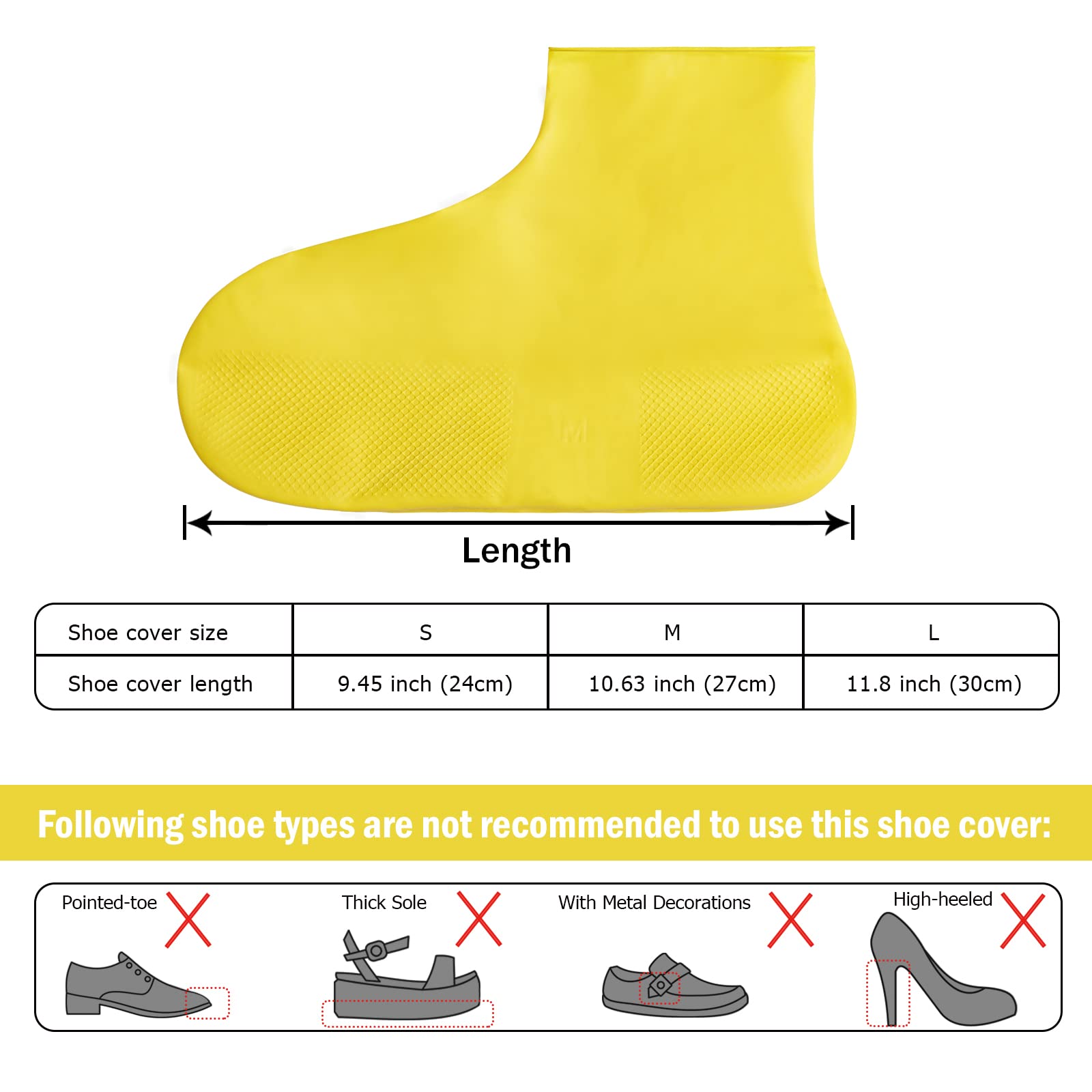 Waterproof Shoe Covers for Men & Women - Reusable Silicone Shoe Protectors, Durable & Non-Slip Rain Boot Covers for Walking in Rain, Snow, Car Washing, Camping & Outdoor Activities - Easy to Carry Travel Accessories