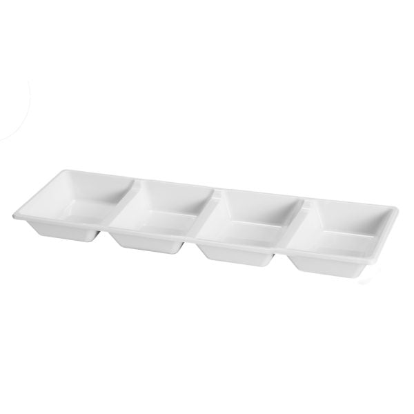 White 4-Section Plastic Tray - 2 Pack | Perfect for Food Storage, Meal Prep & Organization | Durable Kitchen & Office Organizer
