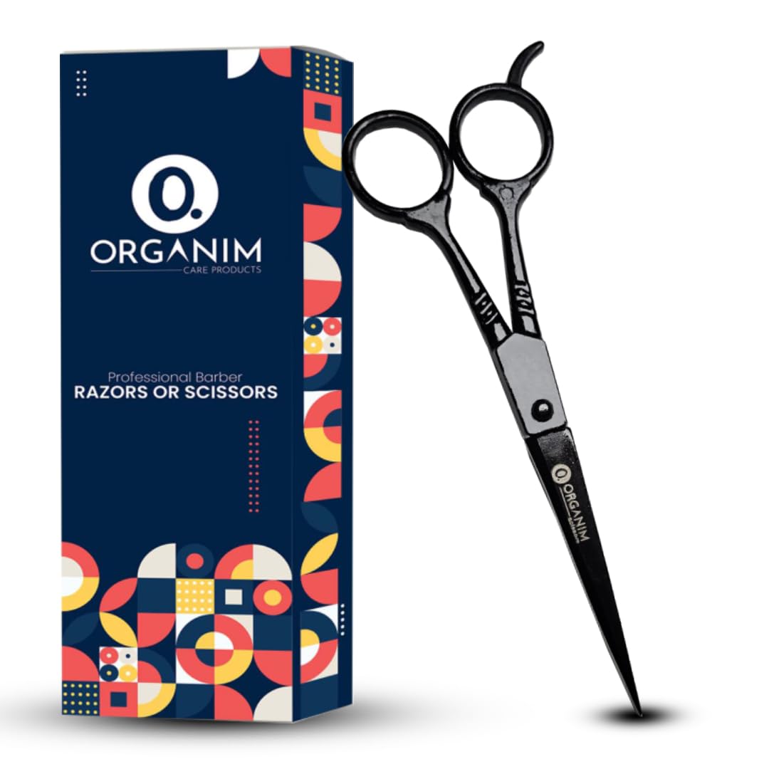 Professional Barber Scissors for Hair Cutting - Stainless Steel Small Haircut Scissors (1-Piece Set, Black) - Perfect for Salon, Home Haircuts & Styling