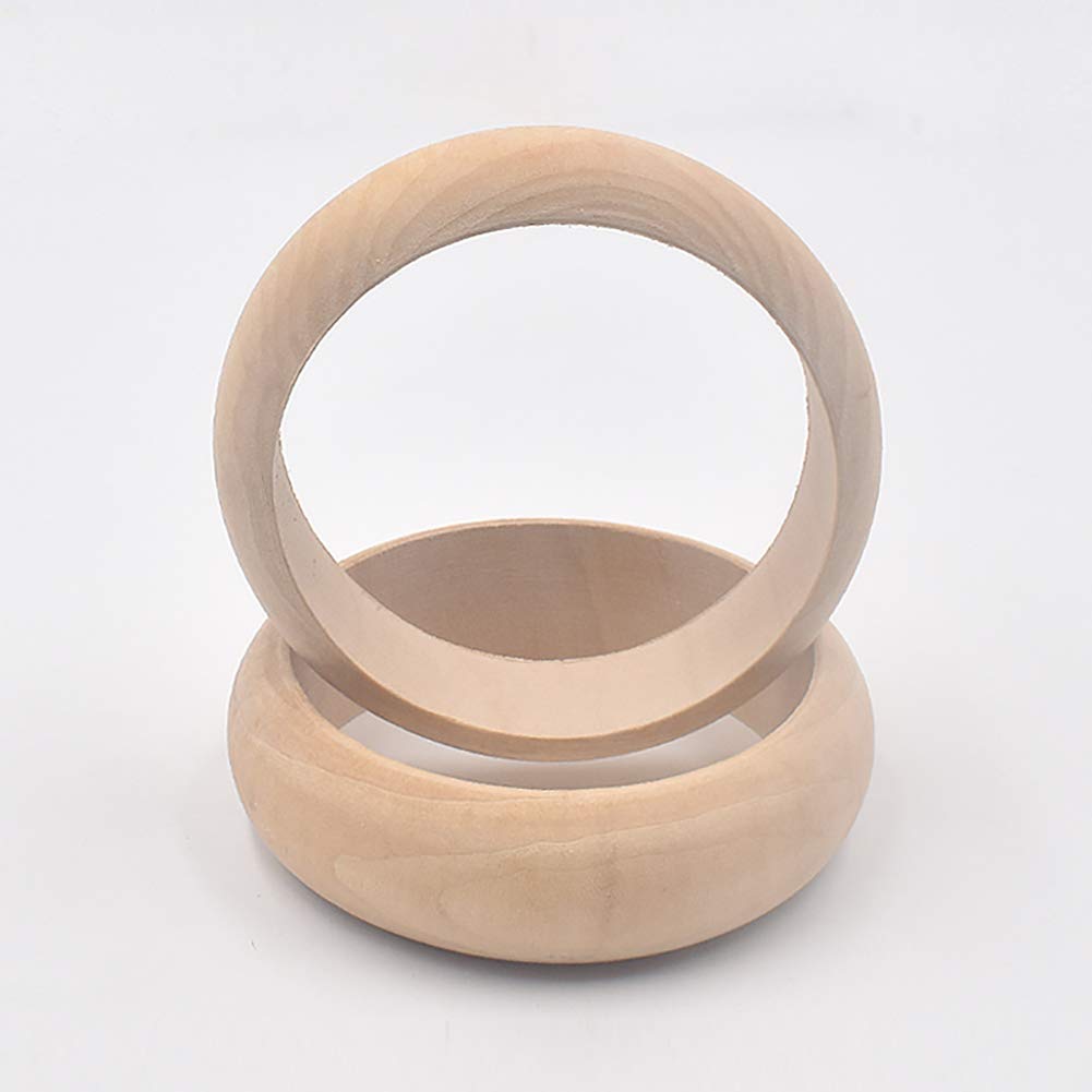 4 Pcs Unfinished Wood Bangle Bracelets - 25mm Natural Wooden Rings for DIY Jewelry Making & Craft Projects - Perfect for Handmade Bracelets, Wedding Favors, and Boho Accessories
