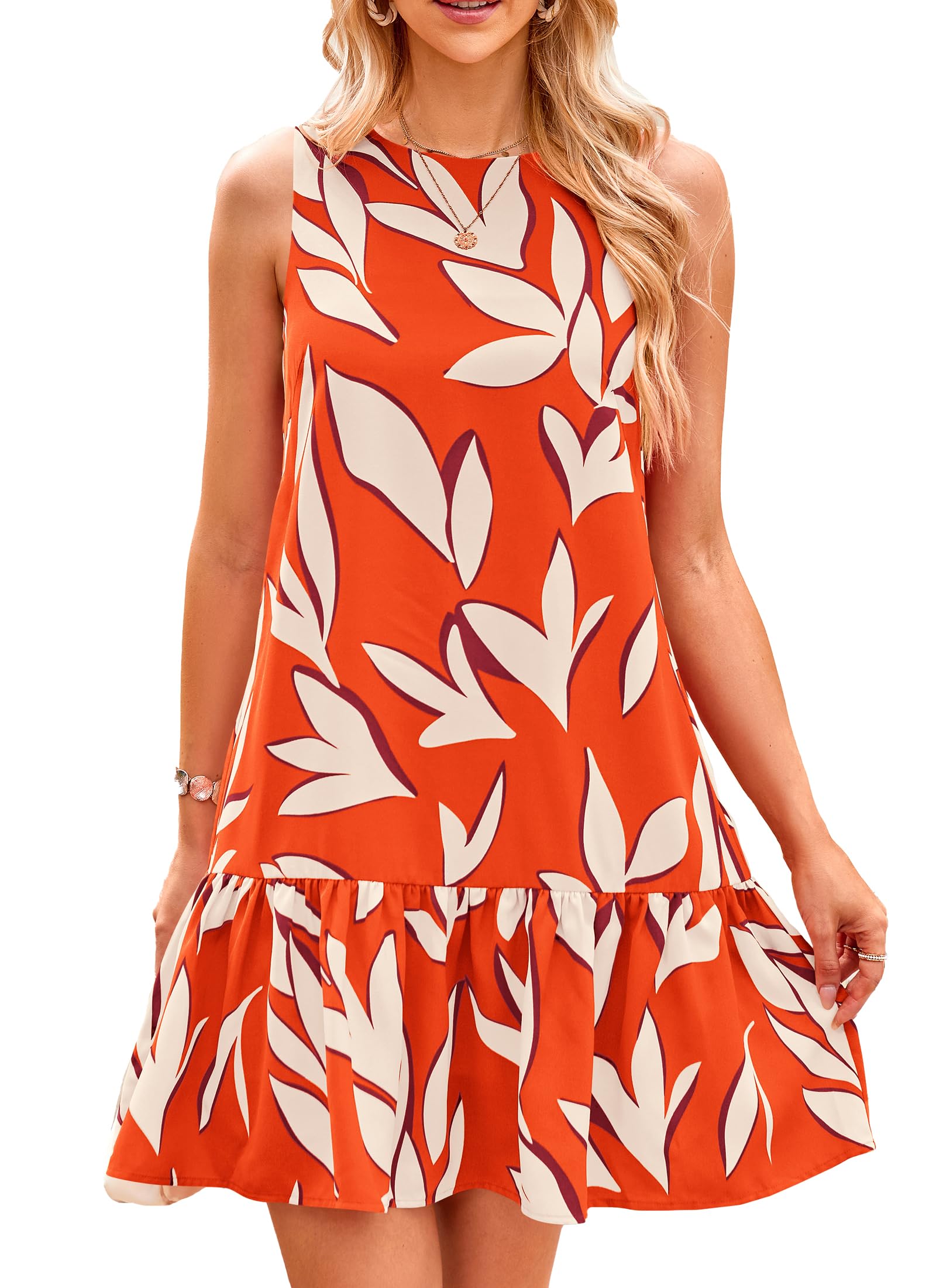 PRETTYGARDEN Women's Boho Floral Mini Dress - Sleeveless Backless Summer Sundress for Wedding Guest, Beach Vacation & Casual Outings | Perfect for Tropical Getaways, Date Nights & Pool Parties