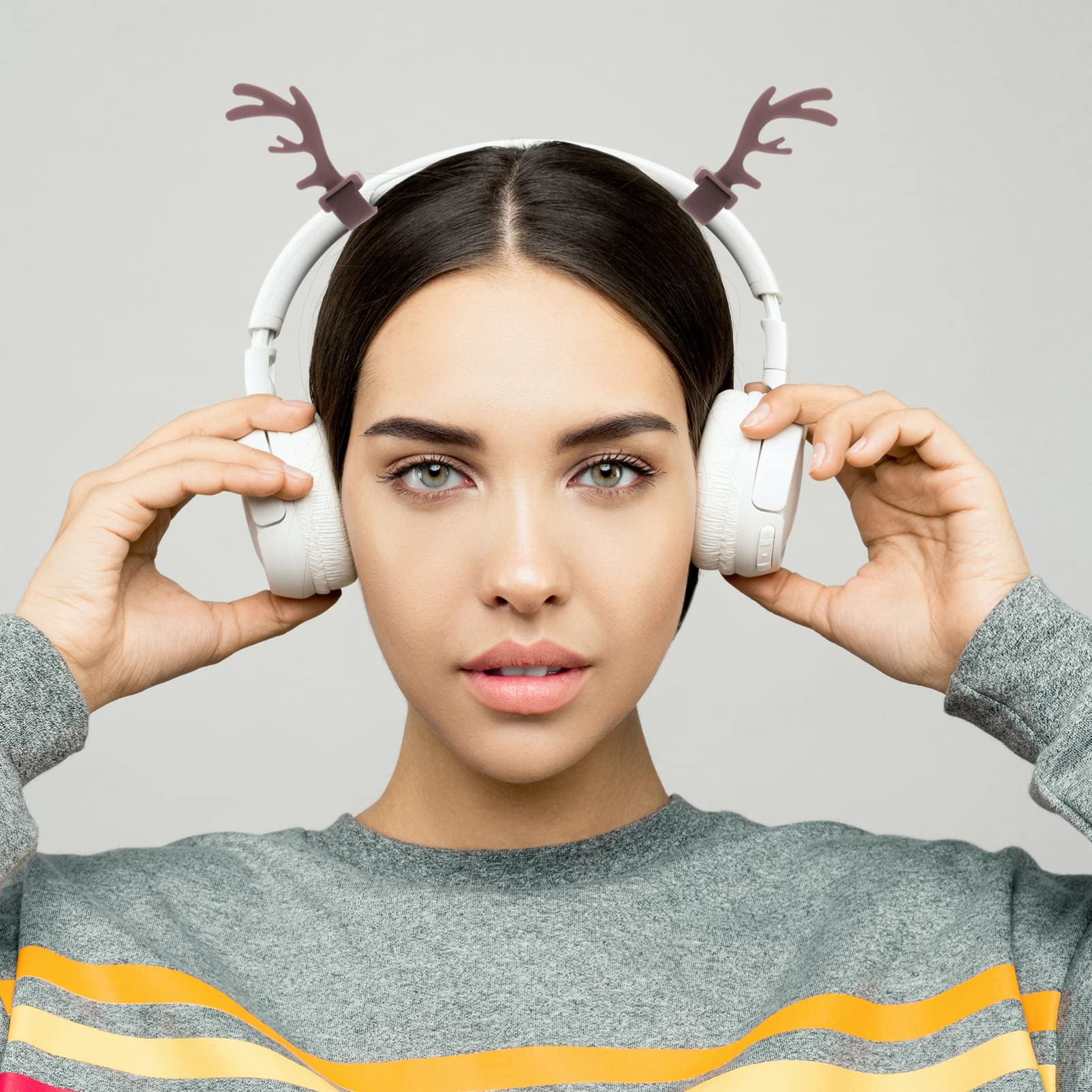 Gatuida 5 Pairs Soft Silicone Christmas Headband Antlers - Cute Reindeer Ear Headphones Accessories for Cosplay, Holiday Decor & Festive Parties - Perfect for Christmas Costumes, Office Celebrations & Family Gatherings