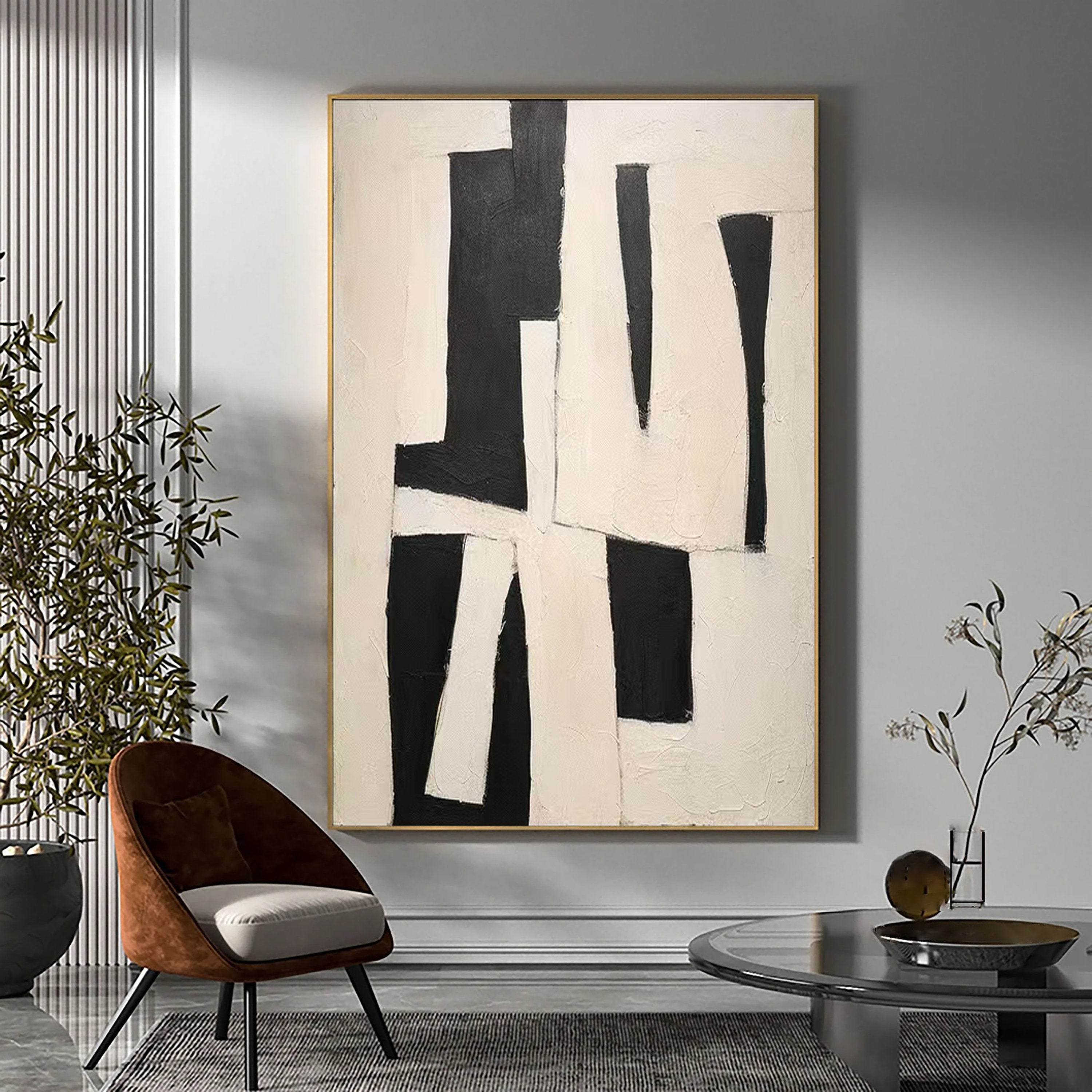 Abstract Wall Art Print Beige & Brown #BB038 - Modern Home Decor for Living Room, Bedroom & Office