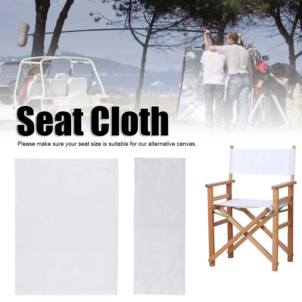 Keenso Director Chair Cover Set - Heavy Duty Canvas Replacement Seat Cover for Folding Chairs, Durable White Furniture Accessory - Perfect for Outdoor Patio, Camping, Beach & Home Decor